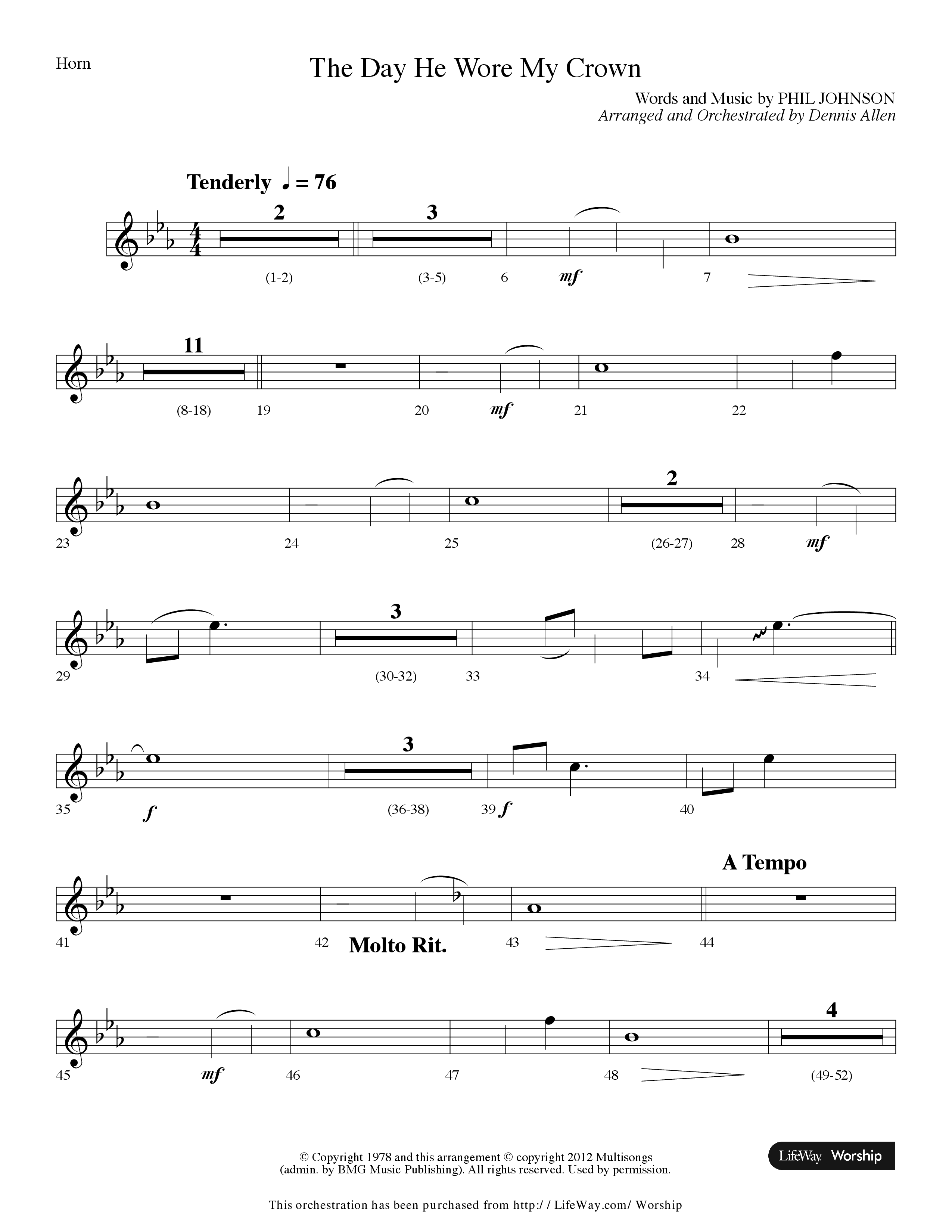 The Day He Wore My Crown (Choral Anthem SATB) French Horn (Lifeway Choral / Arr. Dennis Allen)