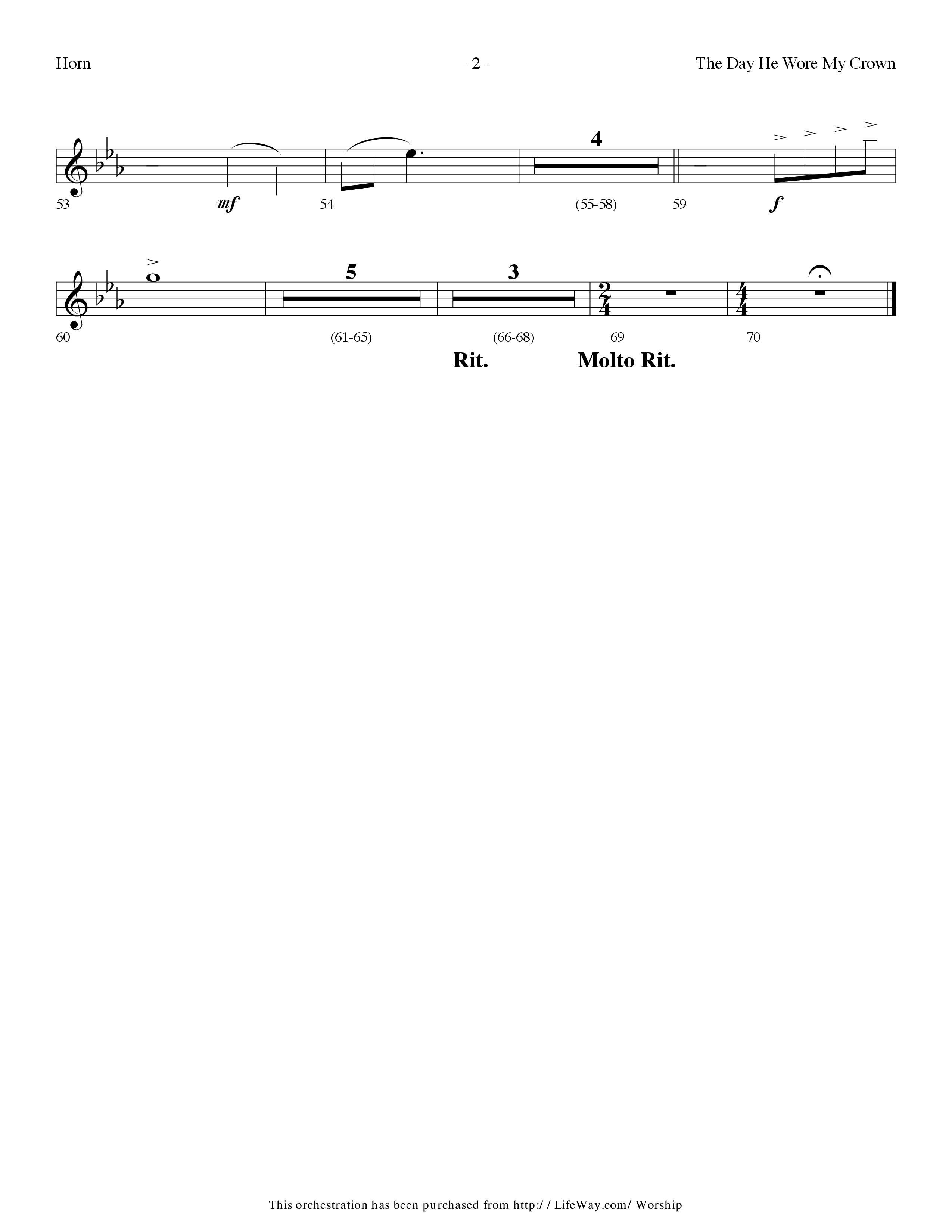 The Day He Wore My Crown (Choral Anthem SATB) French Horn (Lifeway Choral / Arr. Dennis Allen)