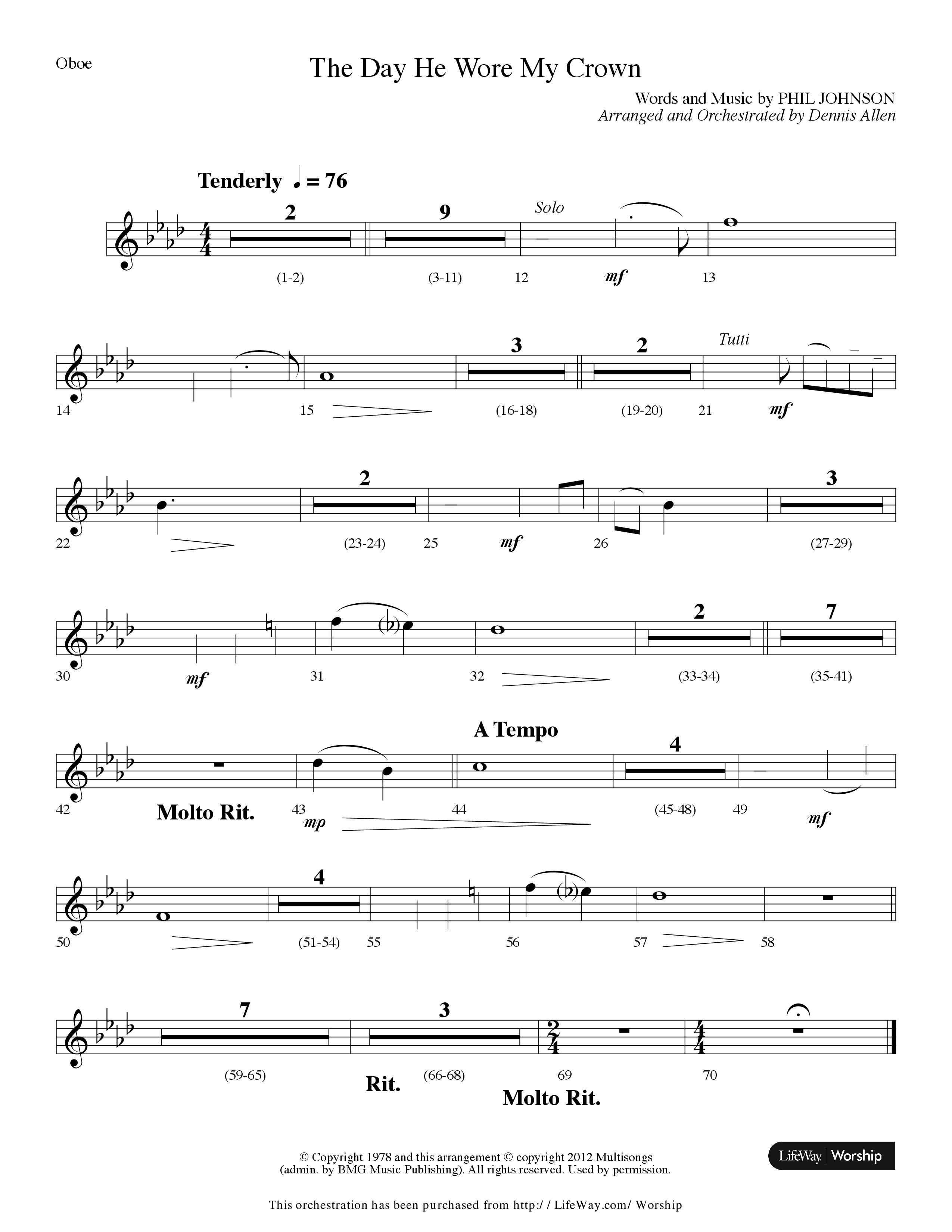 The Day He Wore My Crown (Choral Anthem SATB) Oboe (Lifeway Choral / Arr. Dennis Allen)