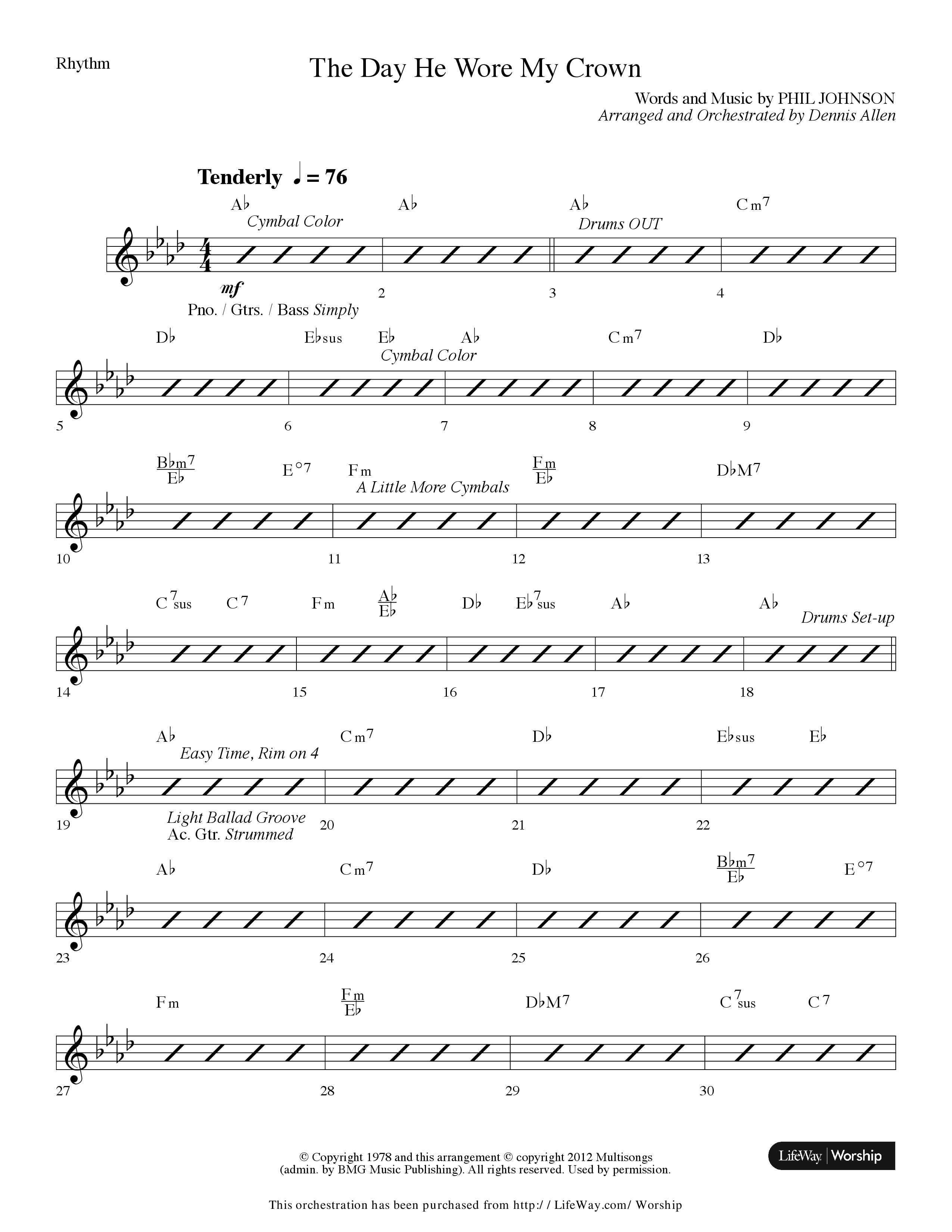 The Day He Wore My Crown (Choral Anthem SATB) Rhythm Chart (Lifeway Choral / Arr. Dennis Allen)