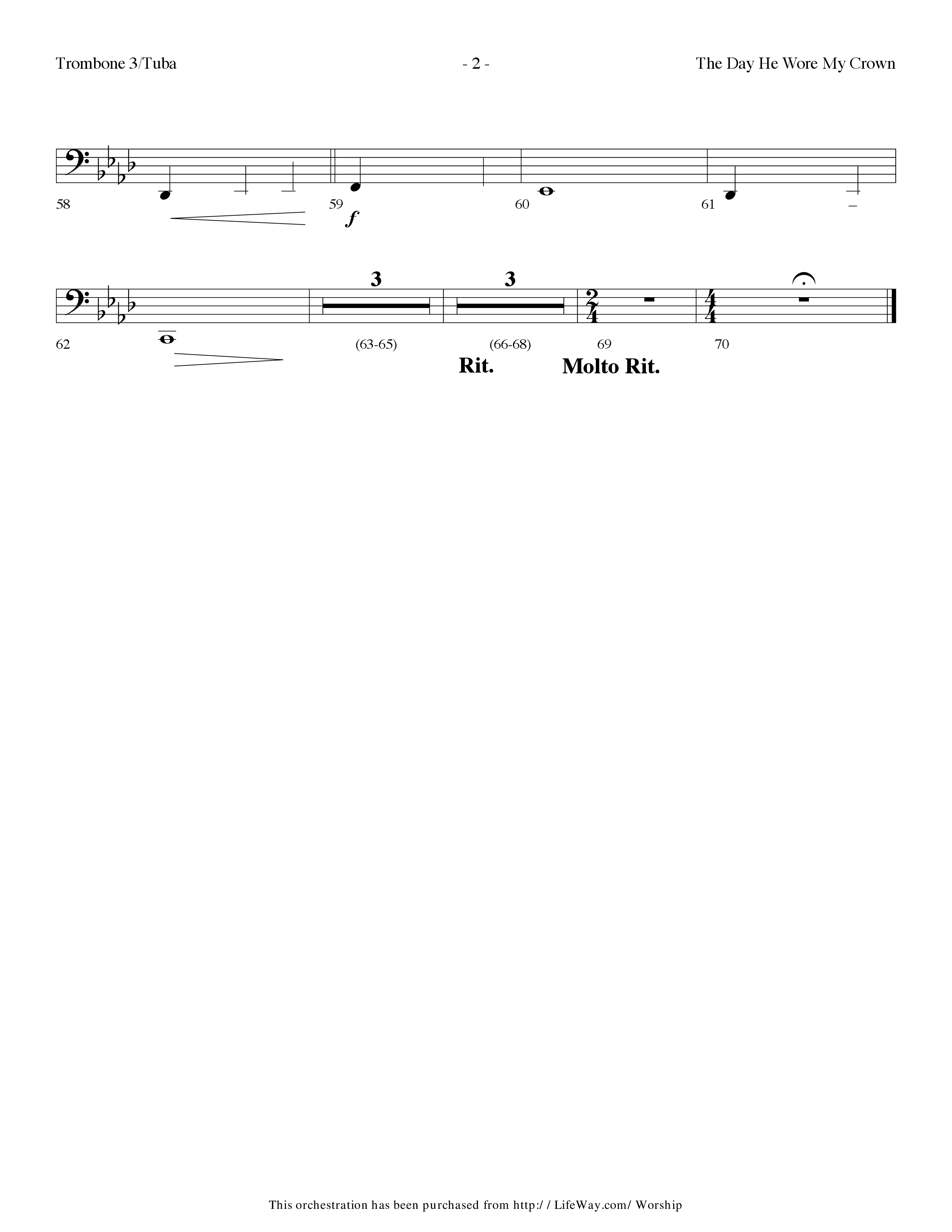 The Day He Wore My Crown (Choral Anthem SATB) Trombone 3/Tuba (Lifeway Choral / Arr. Dennis Allen)