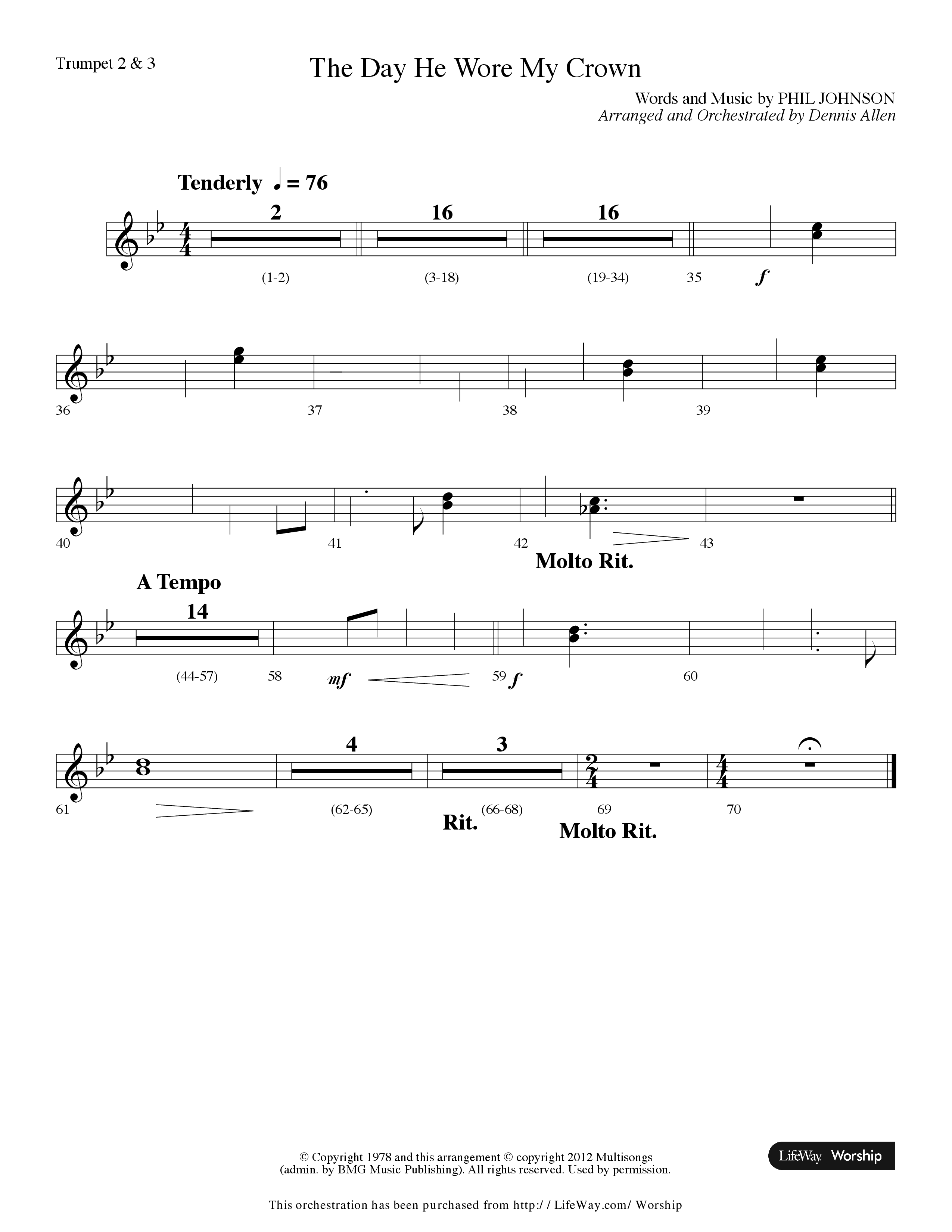 The Day He Wore My Crown (Choral Anthem SATB) Trumpet 2/3 (Lifeway Choral / Arr. Dennis Allen)