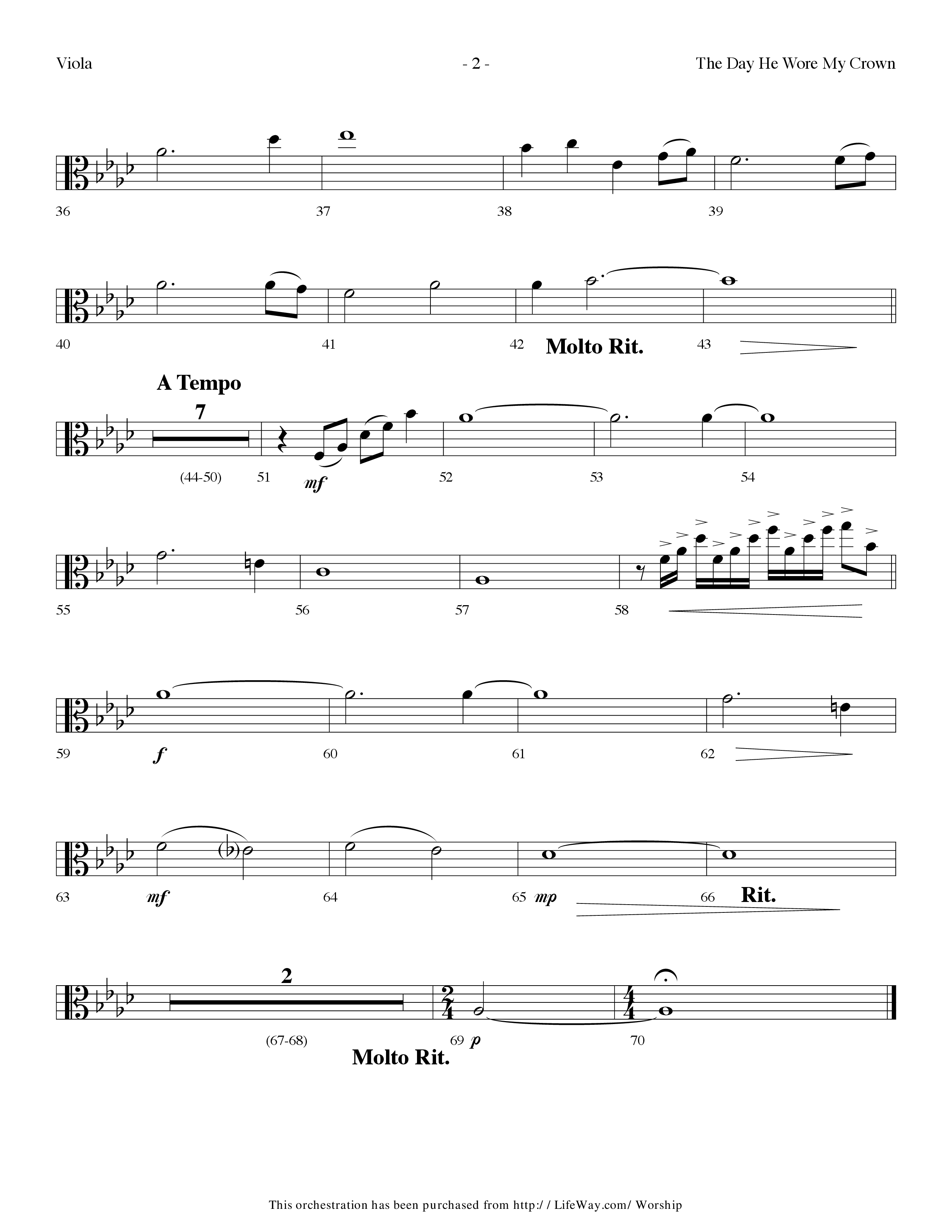 The Day He Wore My Crown (Choral Anthem SATB) Viola (Lifeway Choral / Arr. Dennis Allen)