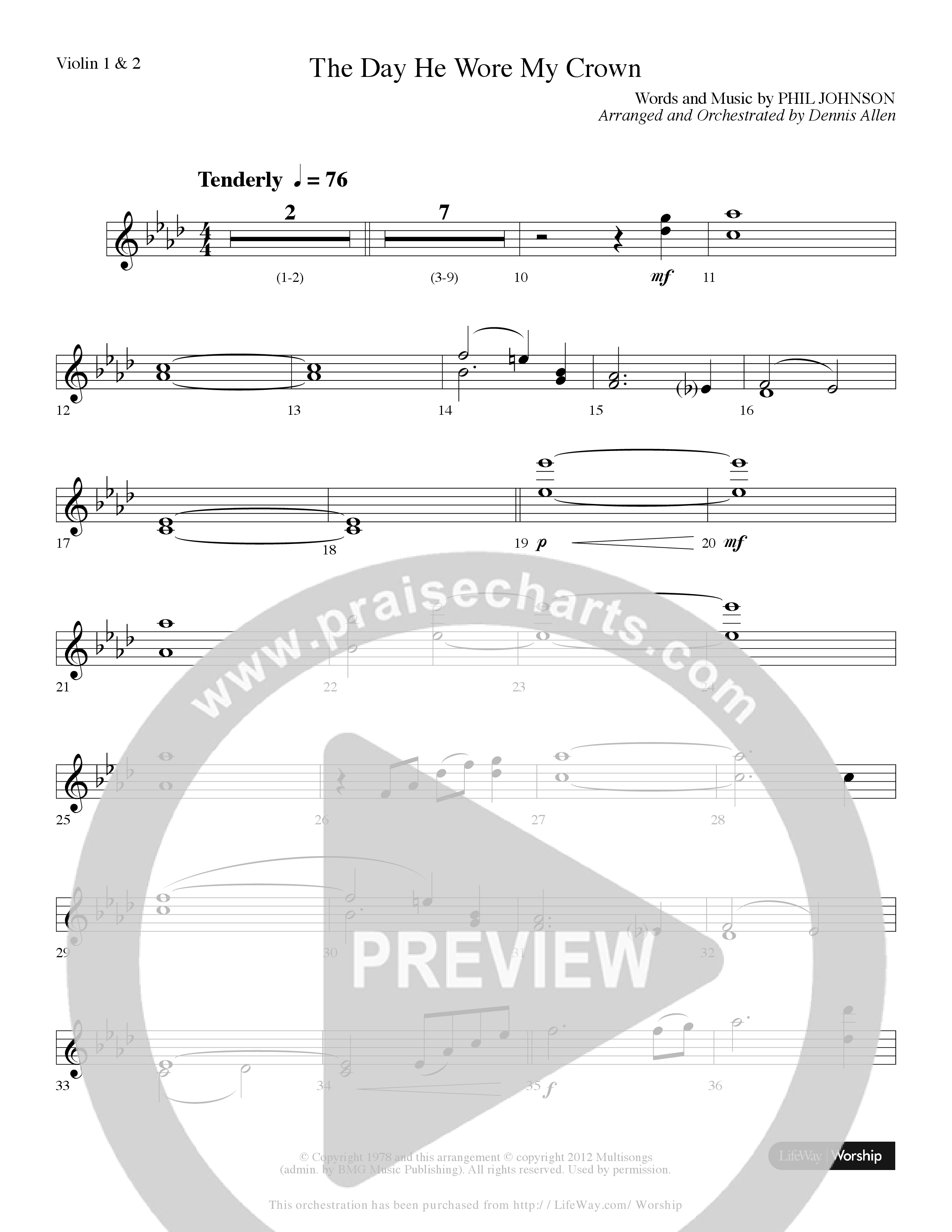 The Day He Wore My Crown (Choral Anthem SATB) Violin 1/2 (Lifeway Choral / Arr. Dennis Allen)