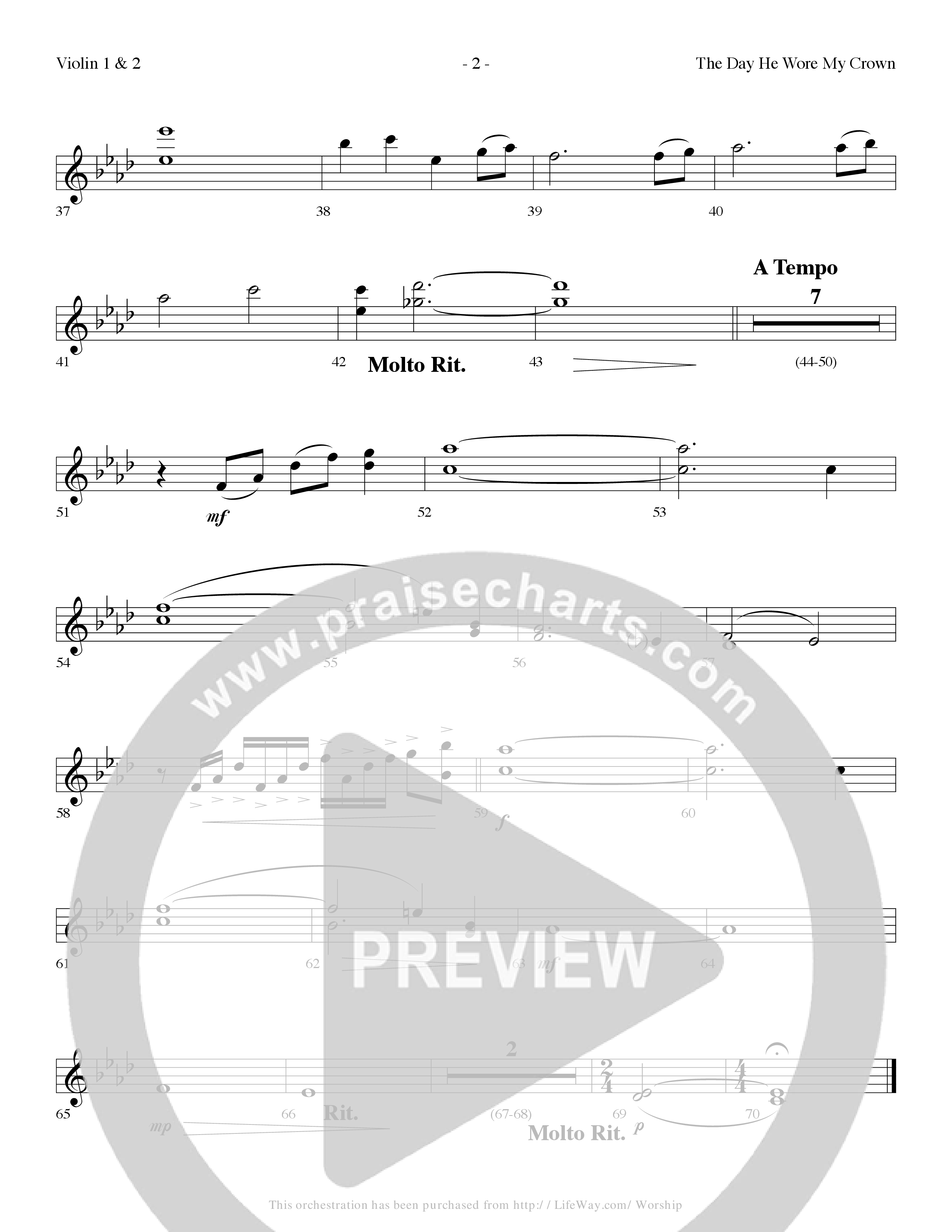 The Day He Wore My Crown (Choral Anthem SATB) Violin 1/2 (Lifeway Choral / Arr. Dennis Allen)