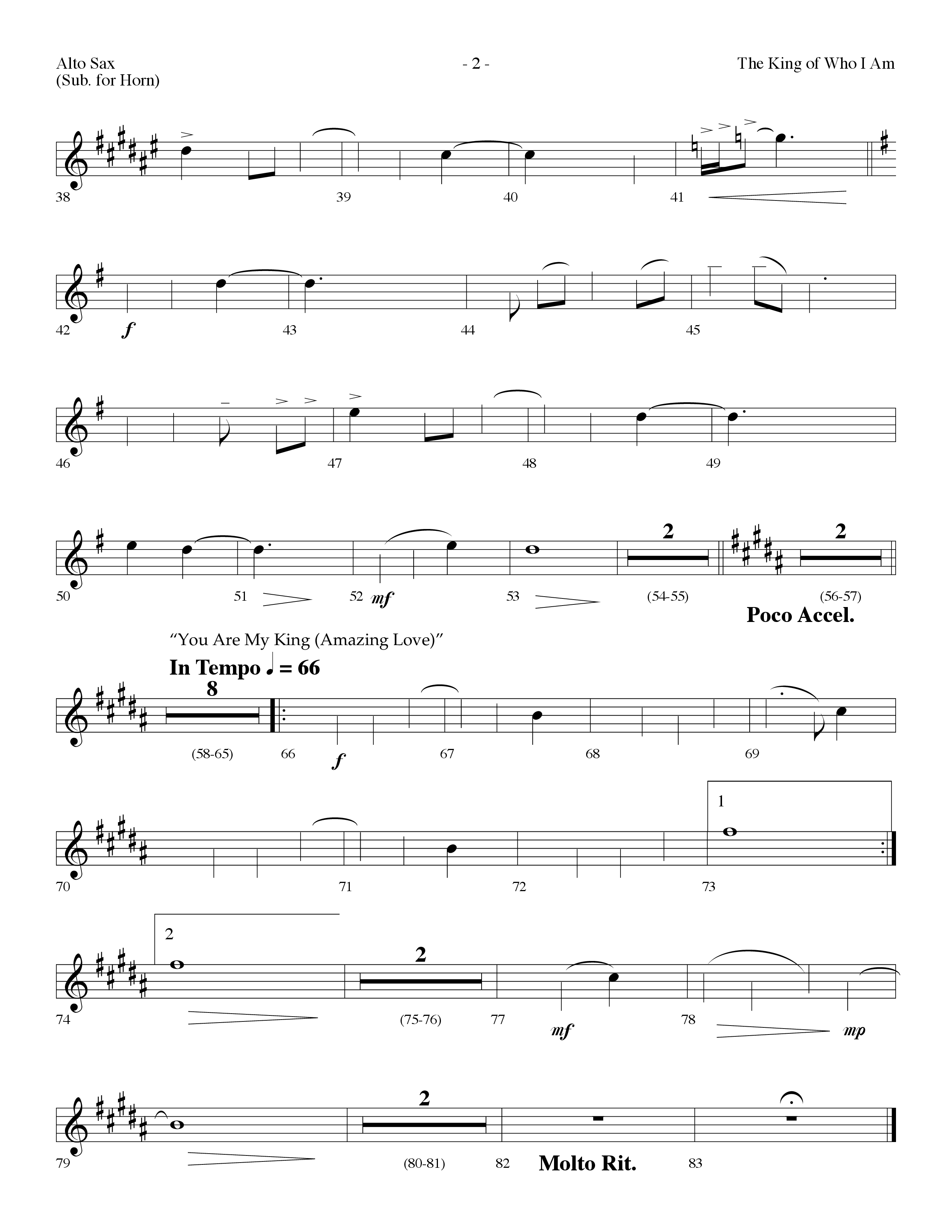 The King Of Who I Am (with You Are My King (Amazing Love)) (Choral Anthem SATB) Alto Sax (Lifeway Choral / Arr. Dennis Allen)