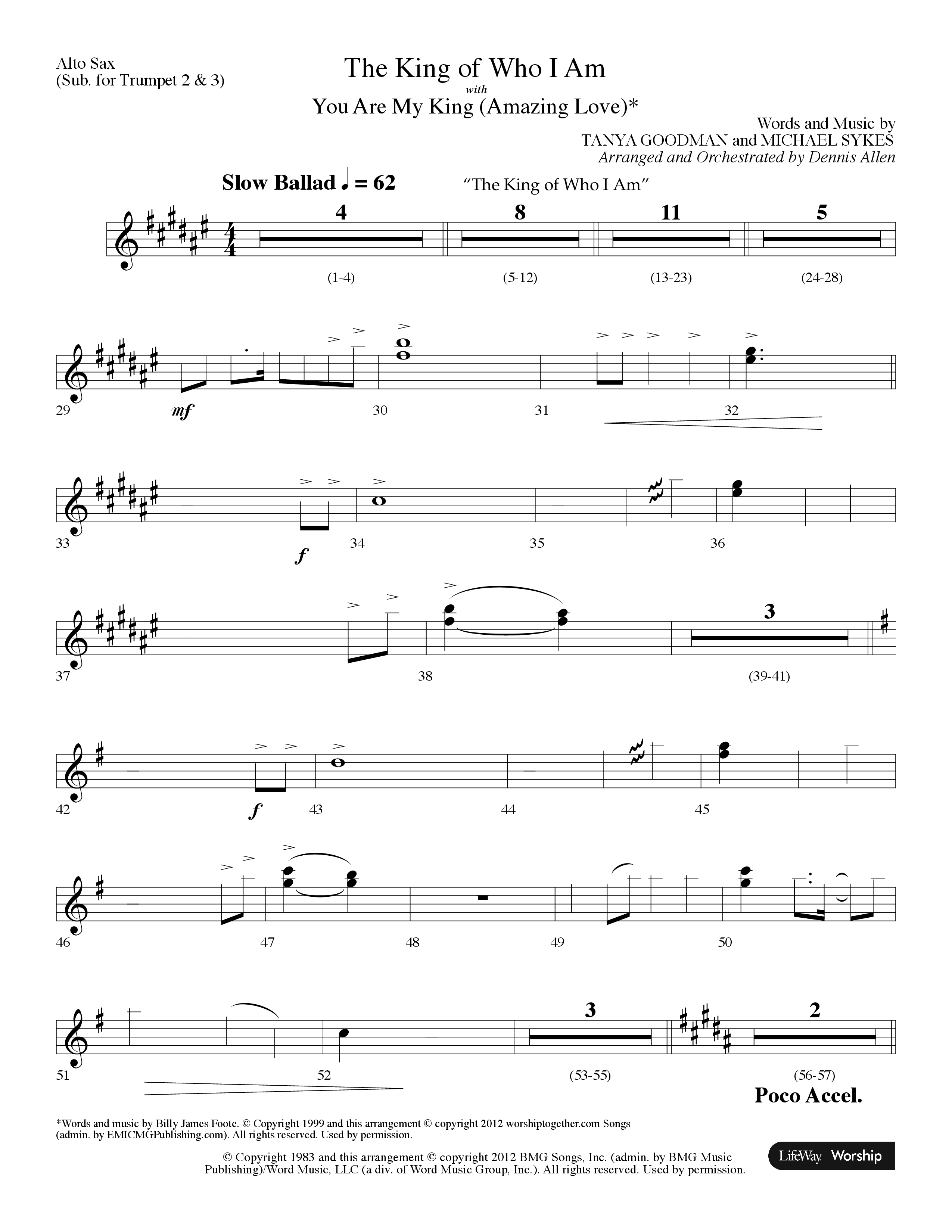 The King Of Who I Am (with You Are My King (Amazing Love)) (Choral Anthem SATB) Alto Sax (Lifeway Choral / Arr. Dennis Allen)