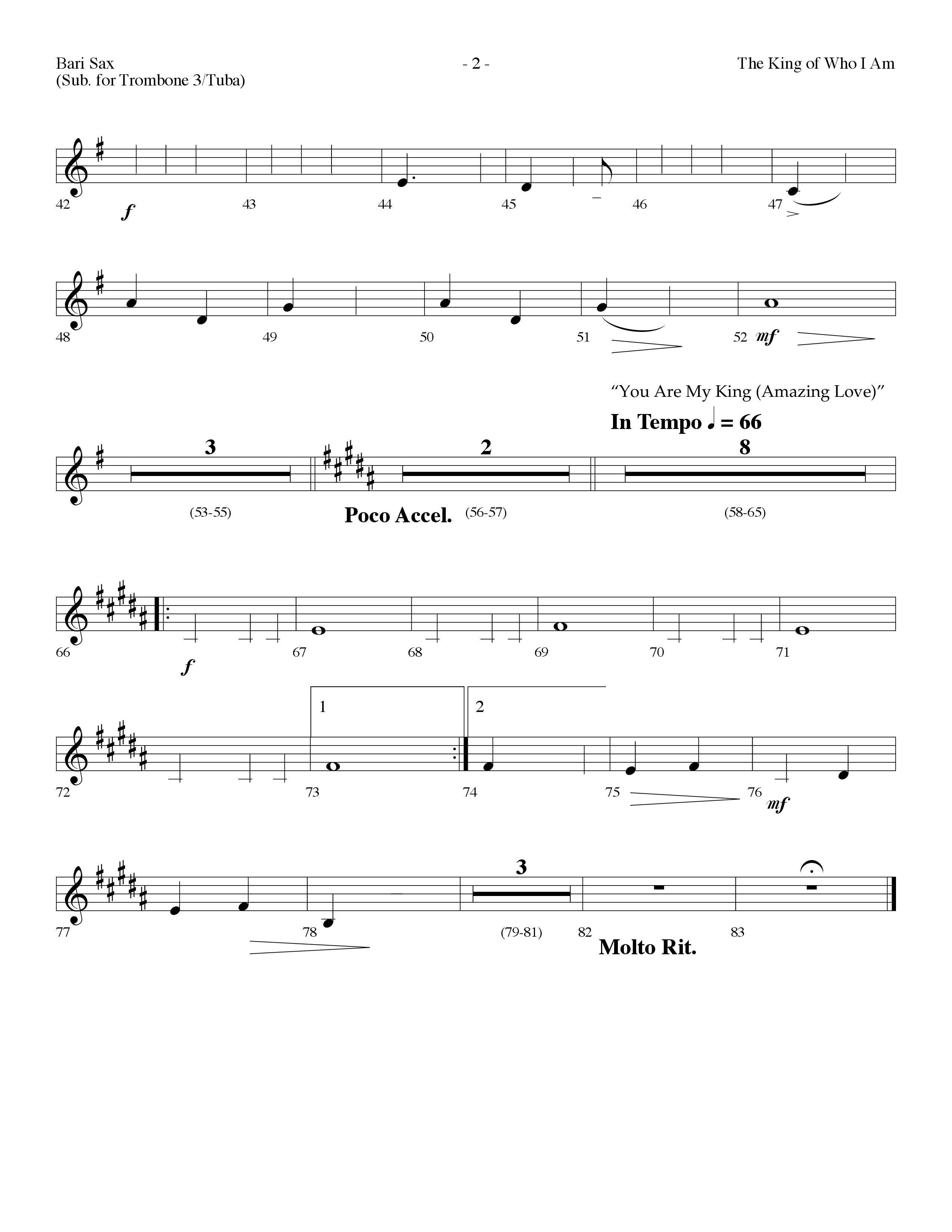 The King Of Who I Am (with You Are My King (Amazing Love)) (Choral Anthem SATB) Bari Sax (Lifeway Choral / Arr. Dennis Allen)