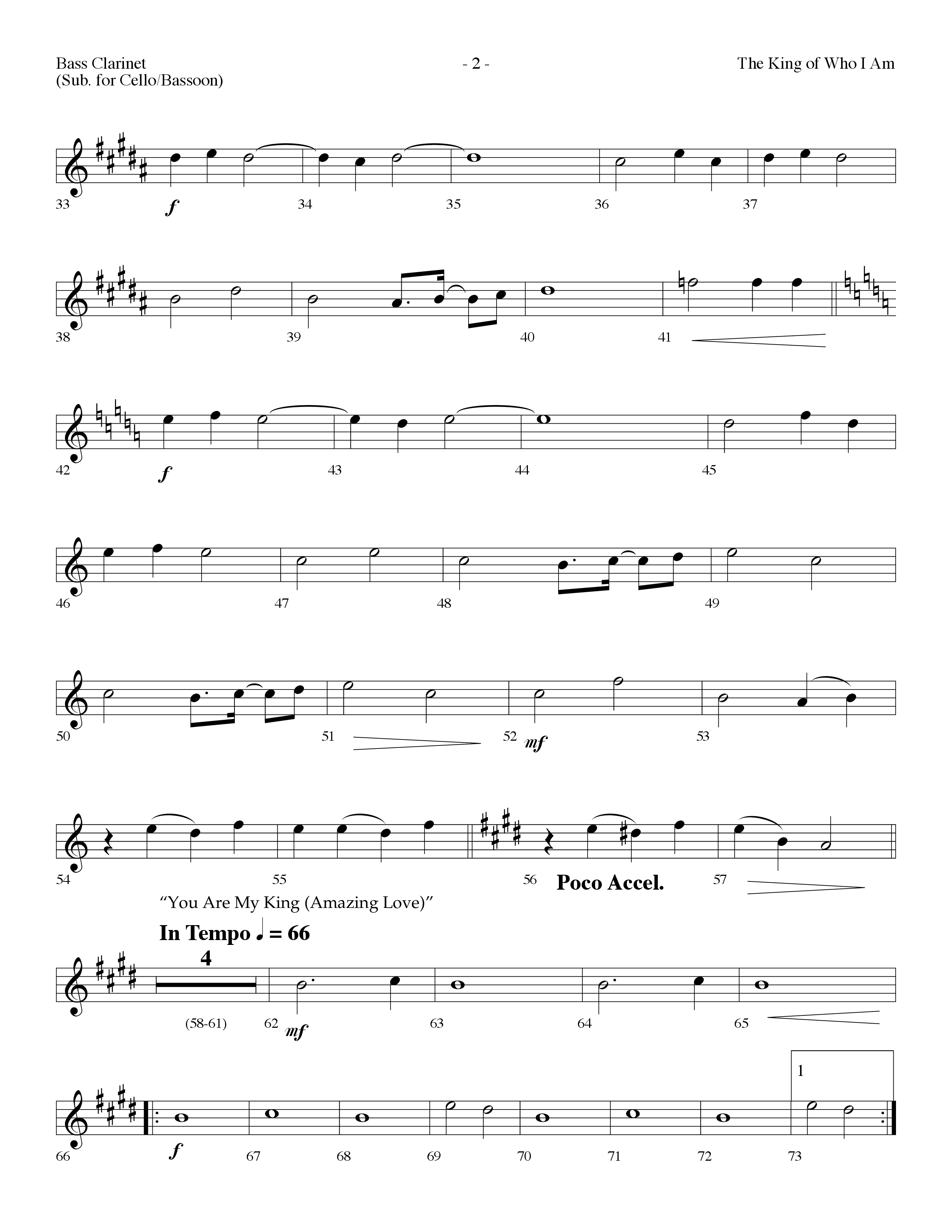 The King Of Who I Am (with You Are My King (Amazing Love)) (Choral Anthem SATB) Bass Clarinet (Lifeway Choral / Arr. Dennis Allen)