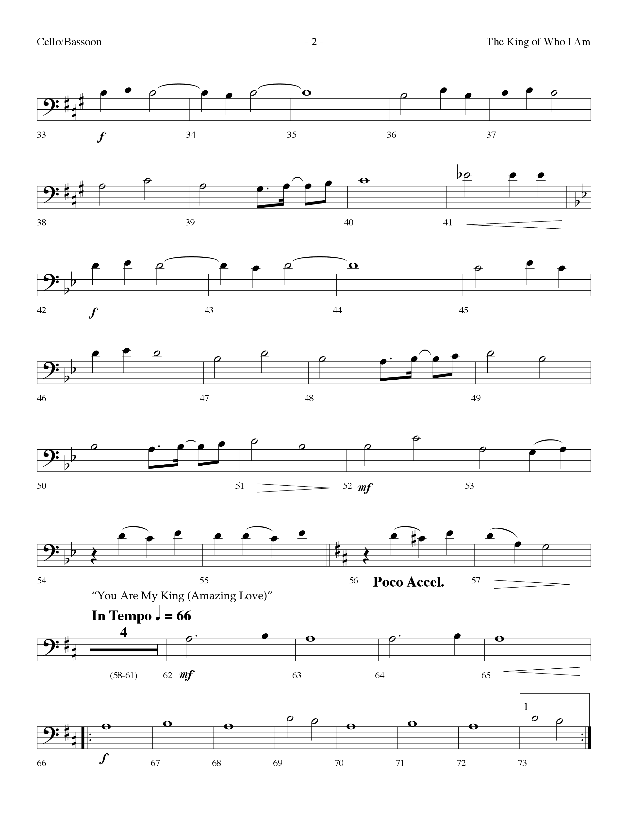 The King Of Who I Am (with You Are My King (Amazing Love)) (Choral Anthem SATB) Cello (Lifeway Choral / Arr. Dennis Allen)