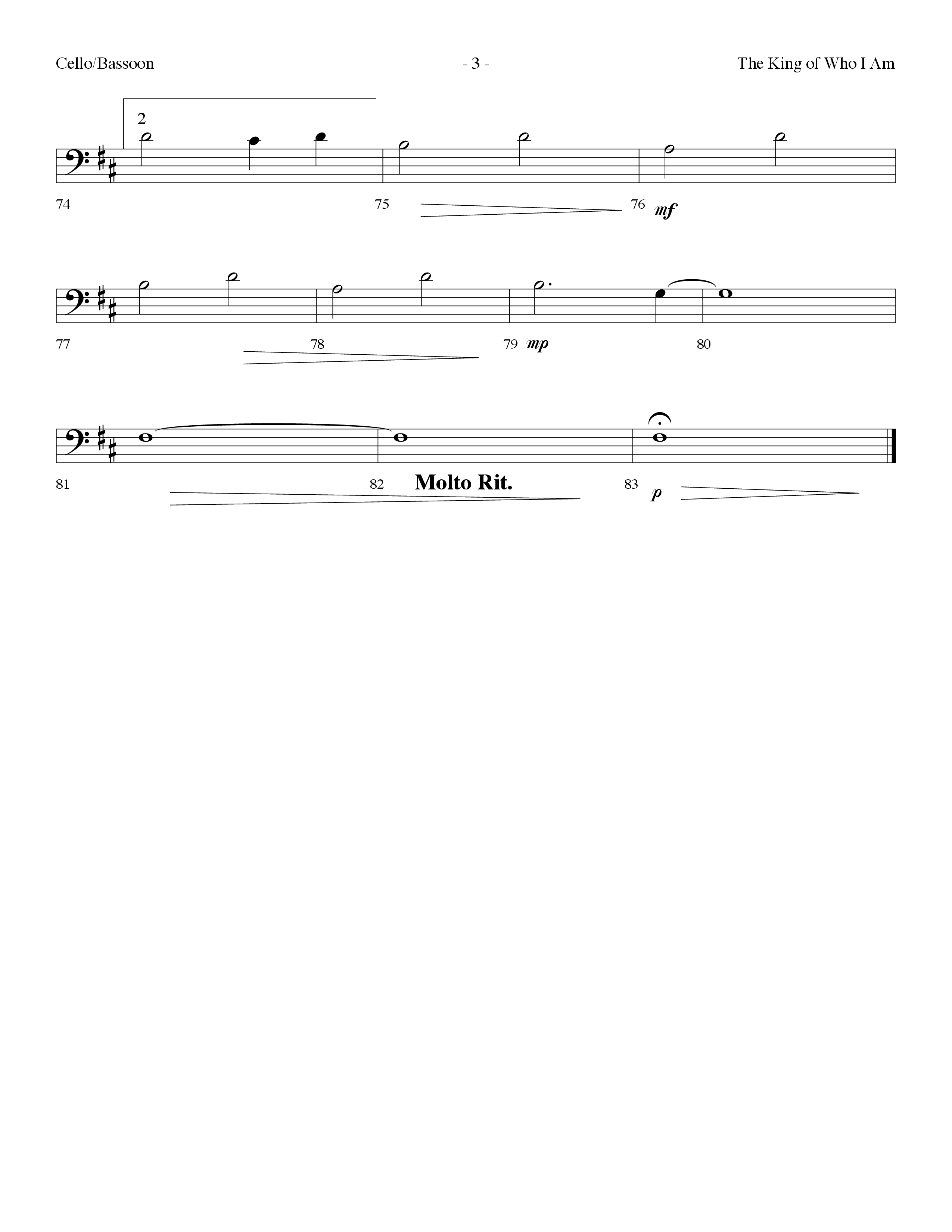 The King Of Who I Am (with You Are My King (Amazing Love)) (Choral Anthem SATB) Cello (Lifeway Choral / Arr. Dennis Allen)