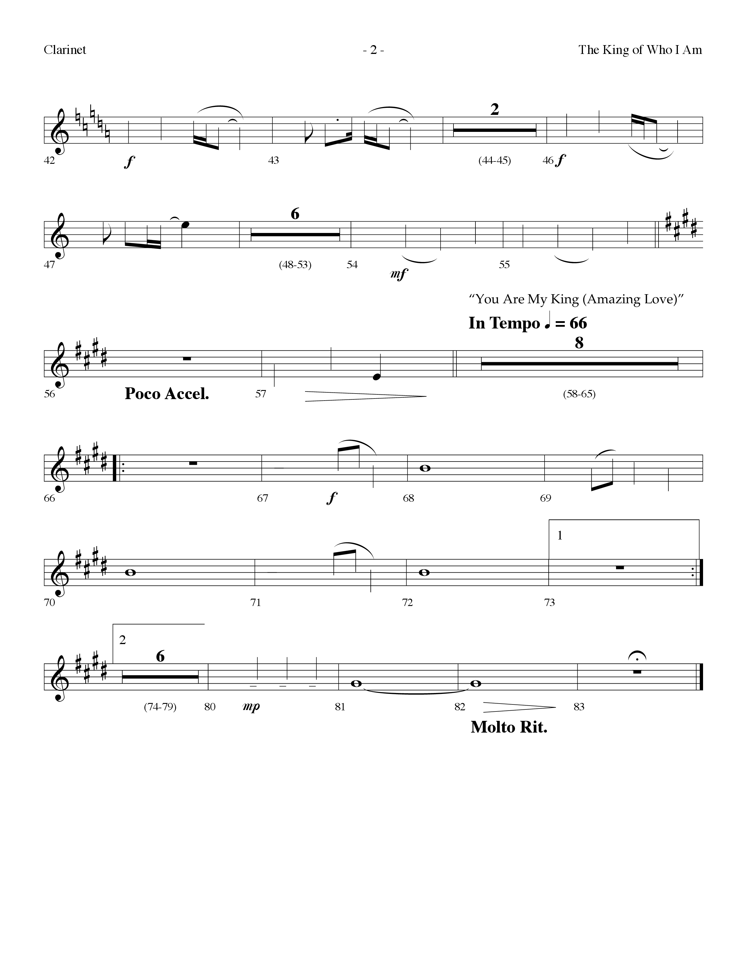 The King Of Who I Am (with You Are My King (Amazing Love)) (Choral Anthem SATB) Clarinet (Lifeway Choral / Arr. Dennis Allen)