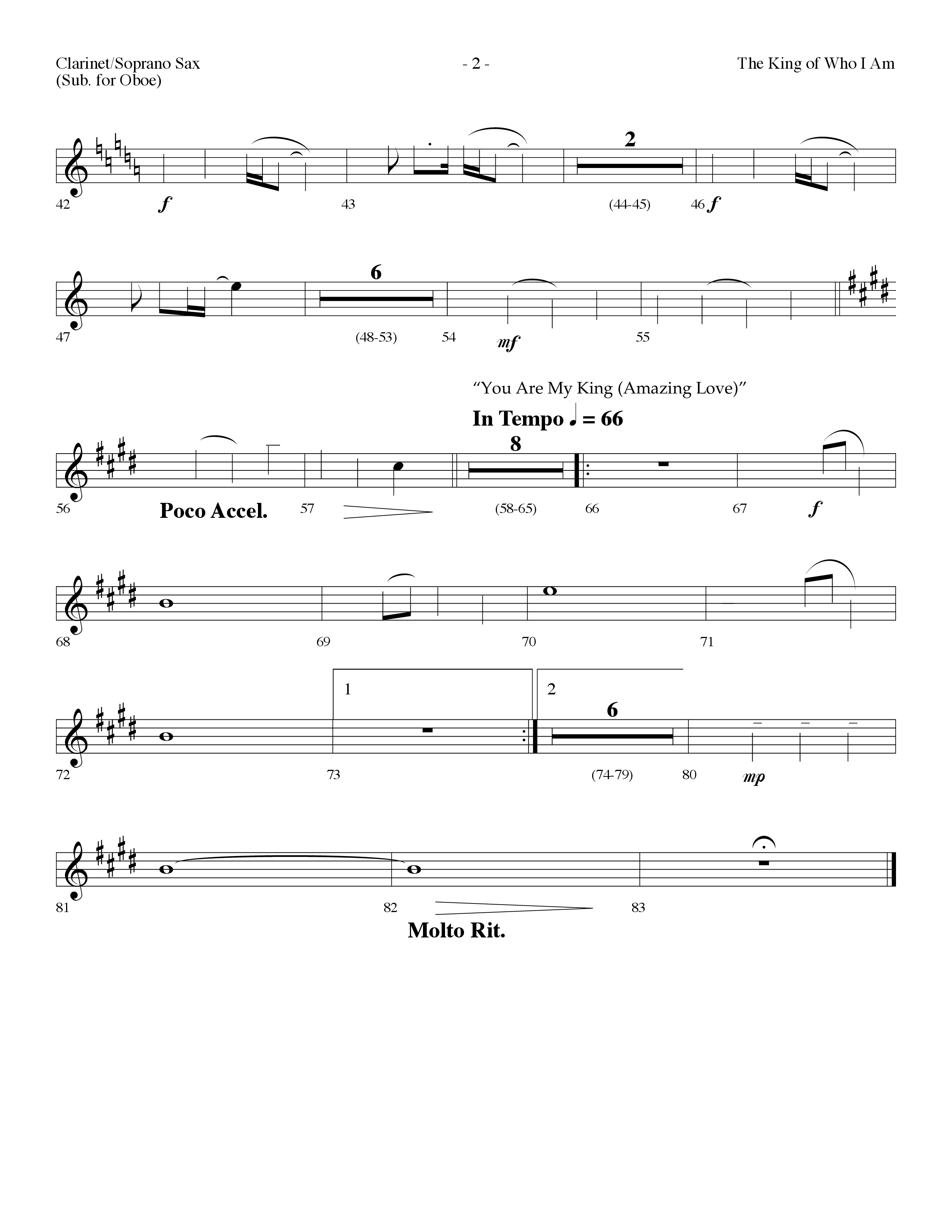 The King Of Who I Am (with You Are My King (Amazing Love)) (Choral Anthem SATB) Clarinet/Soprano Sax (Lifeway Choral / Arr. Dennis Allen)