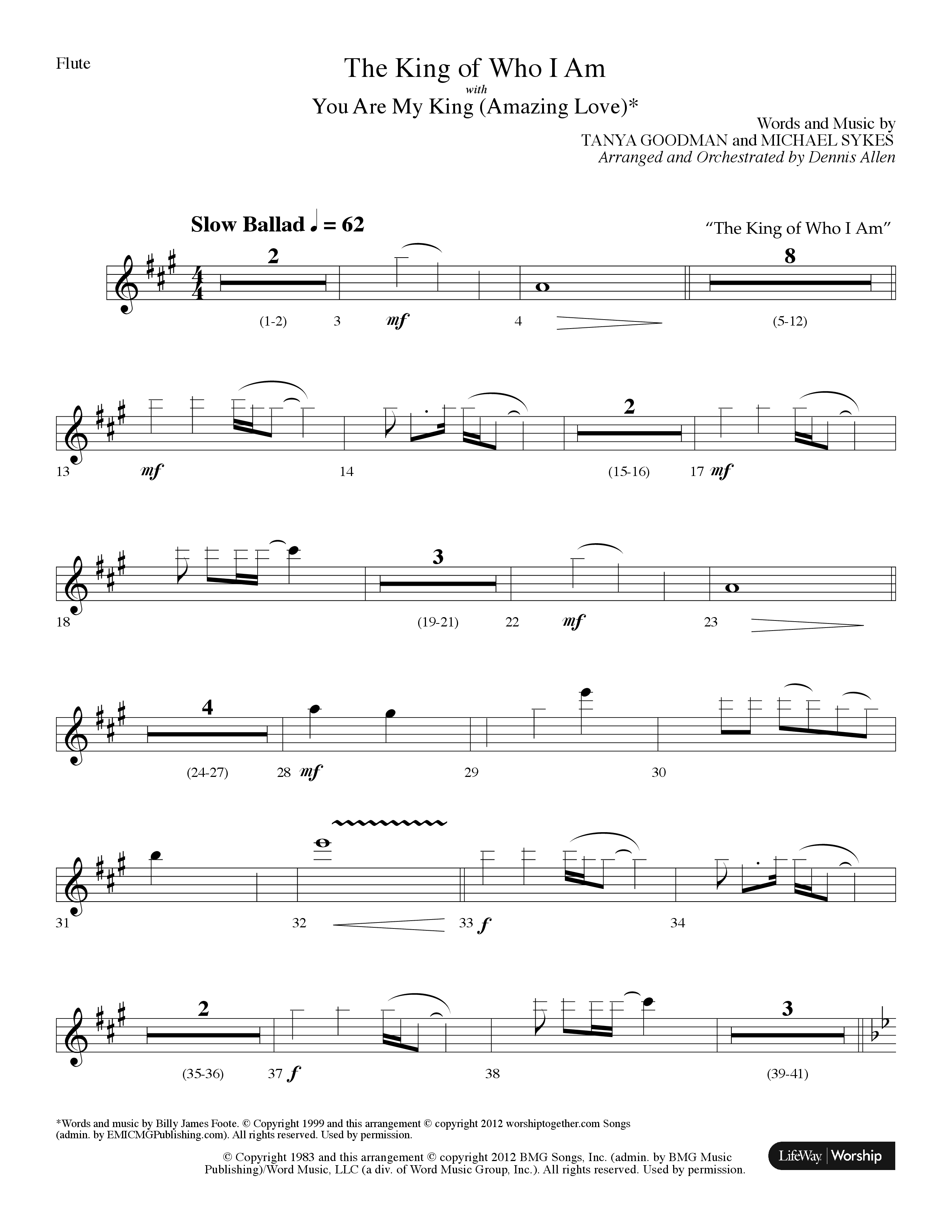 The King Of Who I Am (with You Are My King (Amazing Love)) (Choral Anthem SATB) Flute (Lifeway Choral / Arr. Dennis Allen)