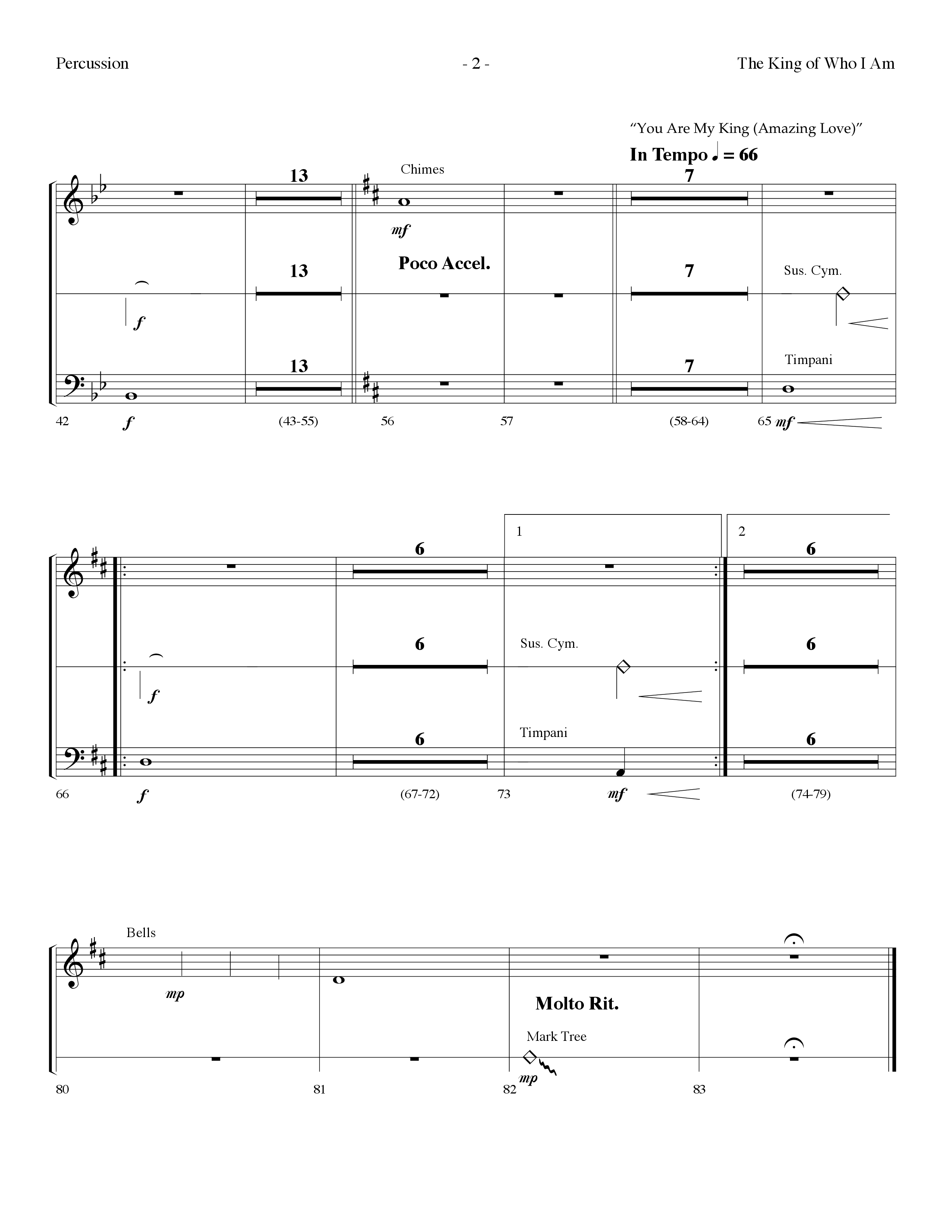 The King Of Who I Am (with You Are My King (Amazing Love)) (Choral Anthem SATB) Percussion (Lifeway Choral / Arr. Dennis Allen)