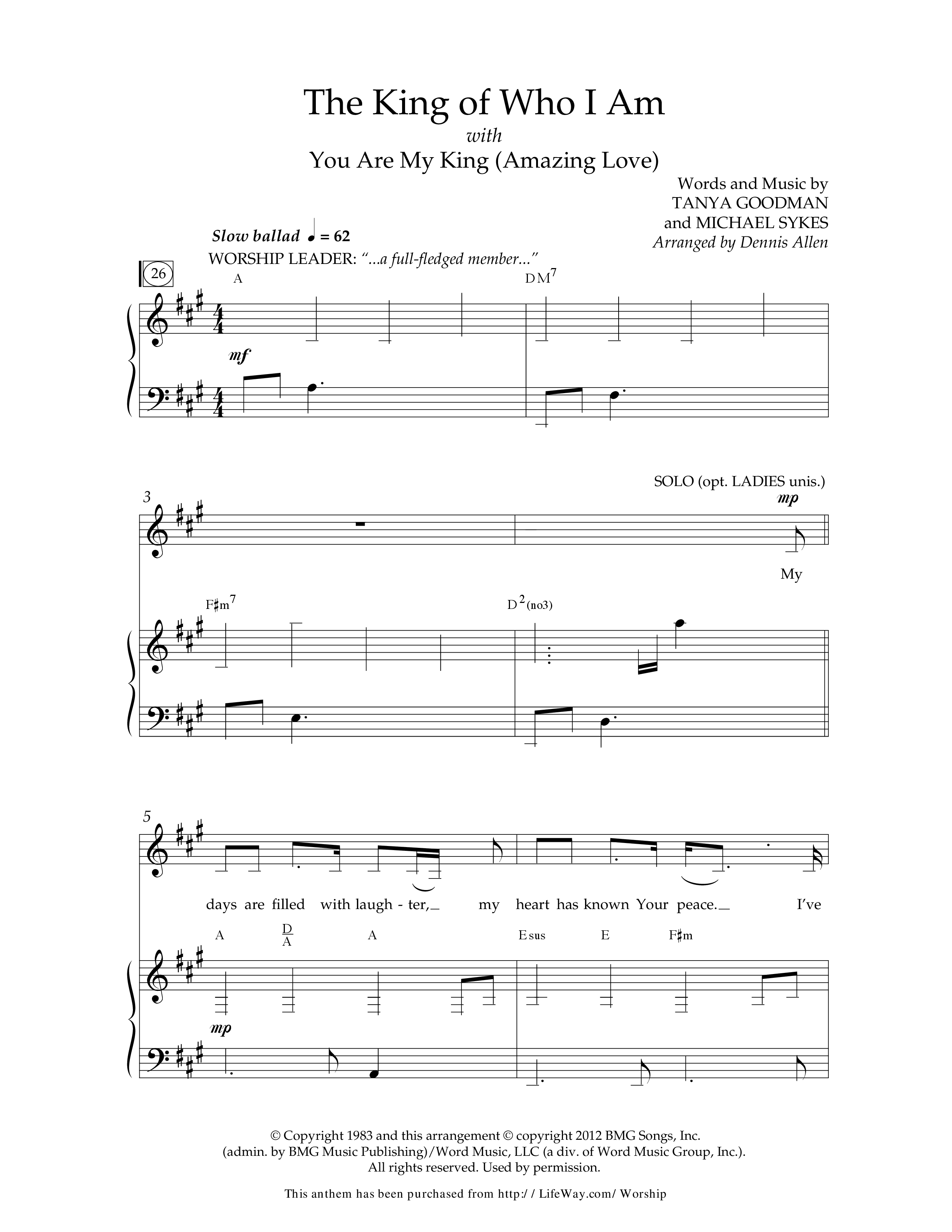 The King Of Who I Am (with You Are My King (Amazing Love)) (Choral Anthem SATB) Anthem (SATB/Piano) (Lifeway Choral / Arr. Dennis Allen)