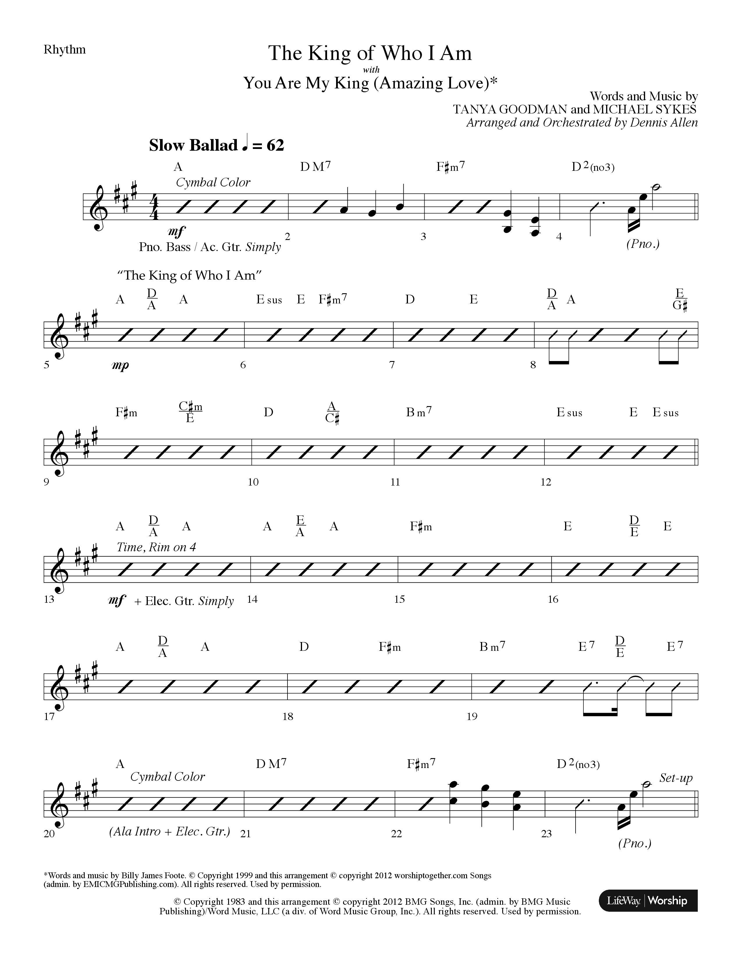 The King Of Who I Am (with You Are My King (Amazing Love)) (Choral Anthem SATB) Rhythm Chart (Lifeway Choral / Arr. Dennis Allen)