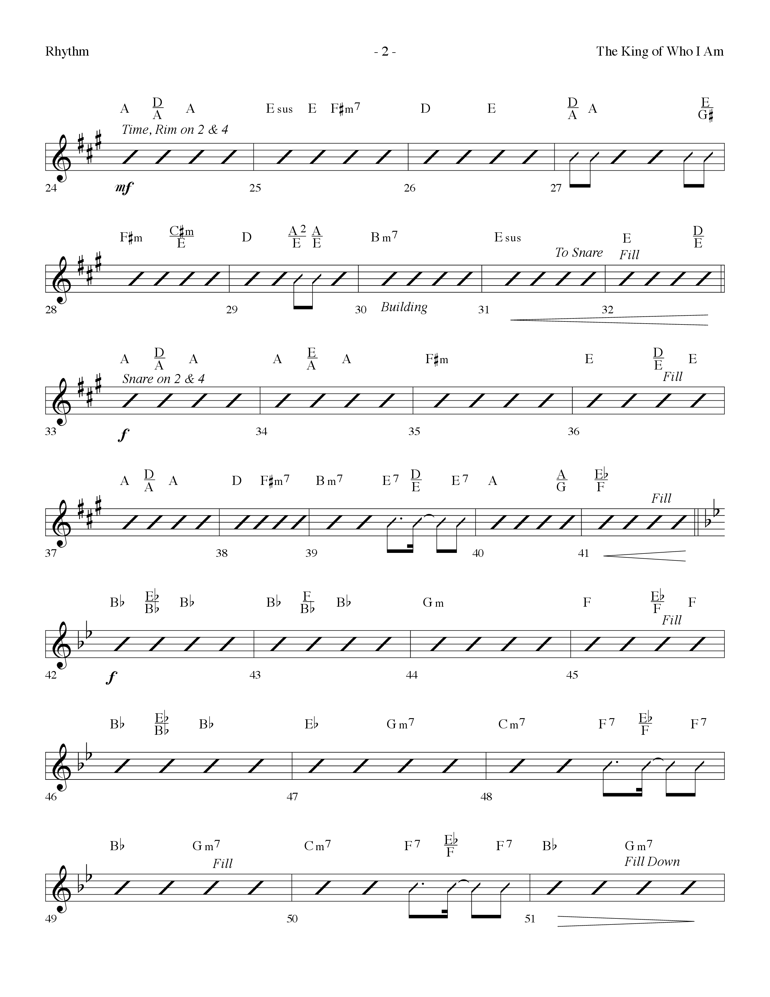 The King Of Who I Am (with You Are My King (Amazing Love)) (Choral Anthem SATB) Rhythm Chart (Lifeway Choral / Arr. Dennis Allen)