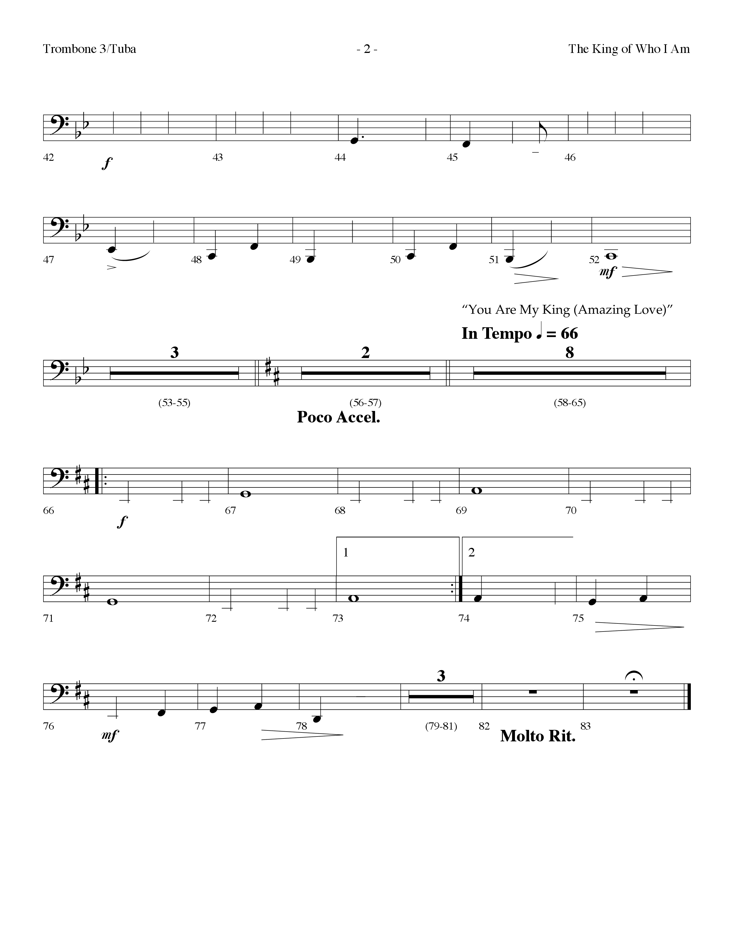 The King Of Who I Am (with You Are My King (Amazing Love)) (Choral Anthem SATB) Trombone 3/Tuba (Lifeway Choral / Arr. Dennis Allen)