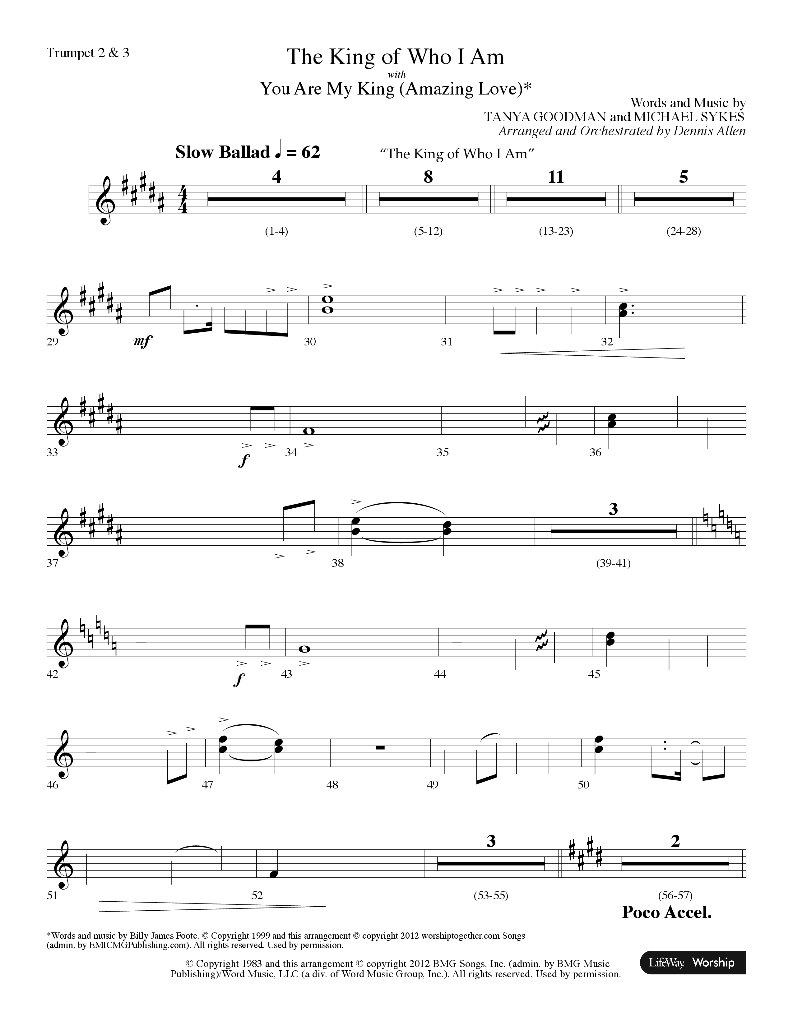 The King Of Who I Am (with You Are My King (Amazing Love)) (Choral Anthem SATB) Trumpet 2/3 (Lifeway Choral / Arr. Dennis Allen)