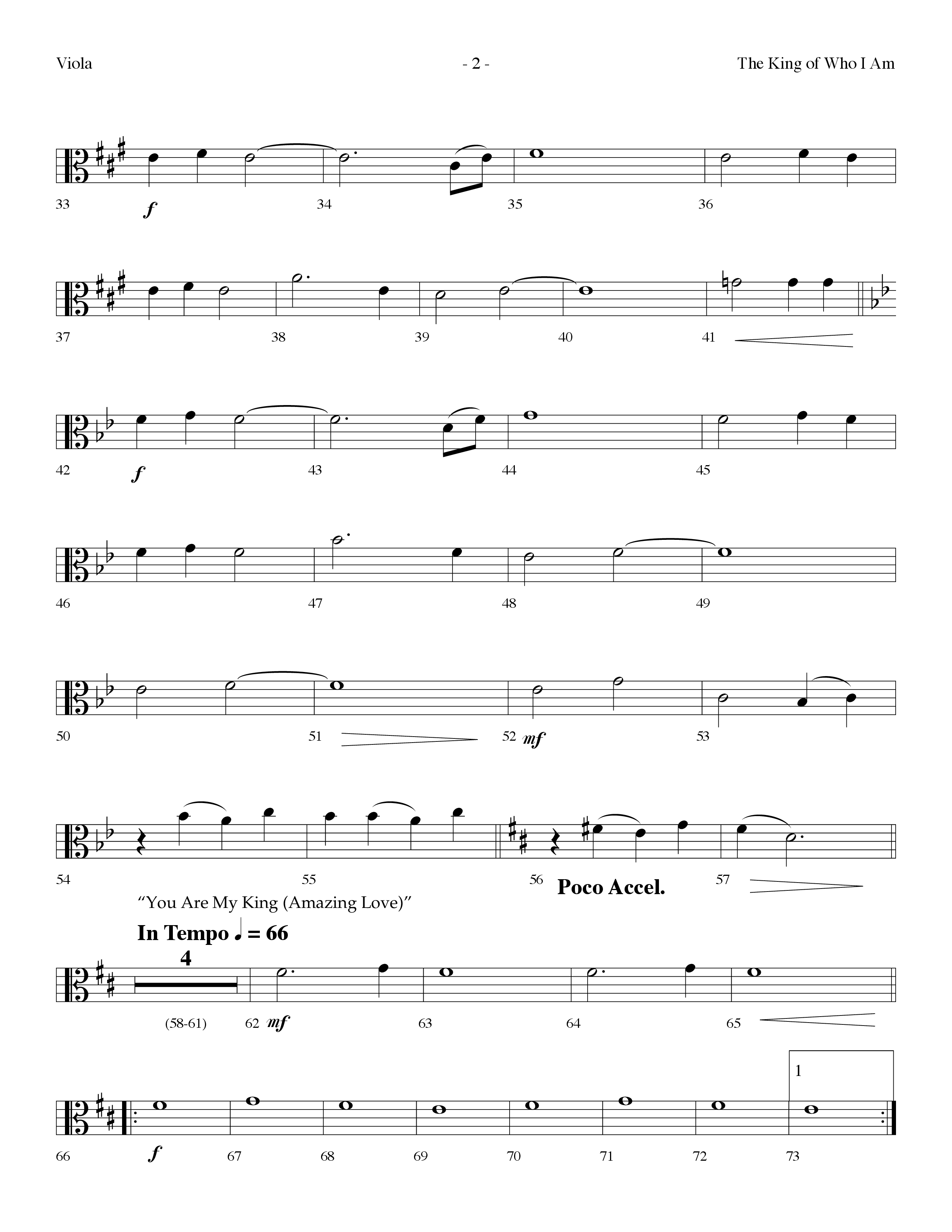 The King Of Who I Am (with You Are My King (Amazing Love)) (Choral Anthem SATB) Viola (Lifeway Choral / Arr. Dennis Allen)