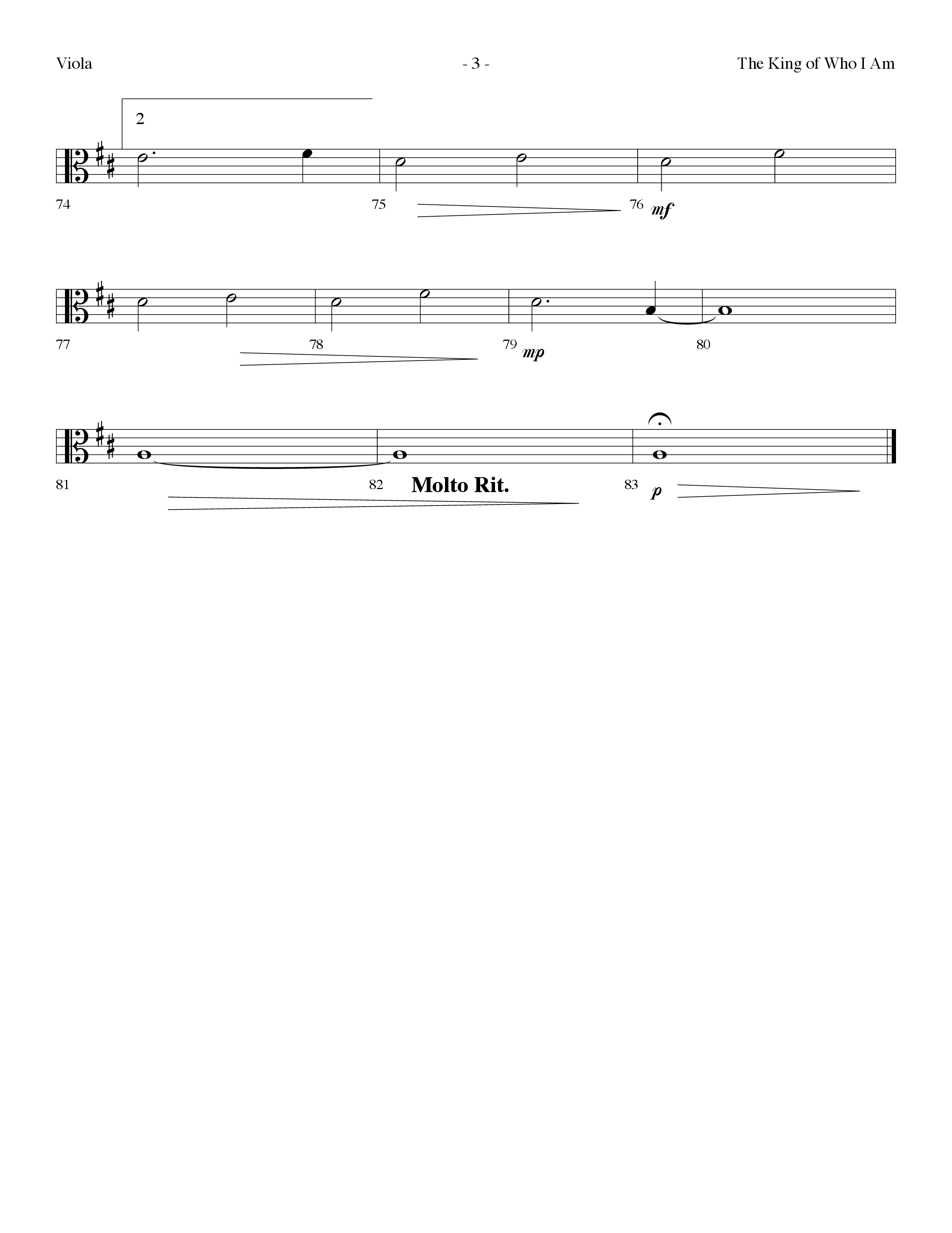 The King Of Who I Am (with You Are My King (Amazing Love)) (Choral Anthem SATB) Viola (Lifeway Choral / Arr. Dennis Allen)