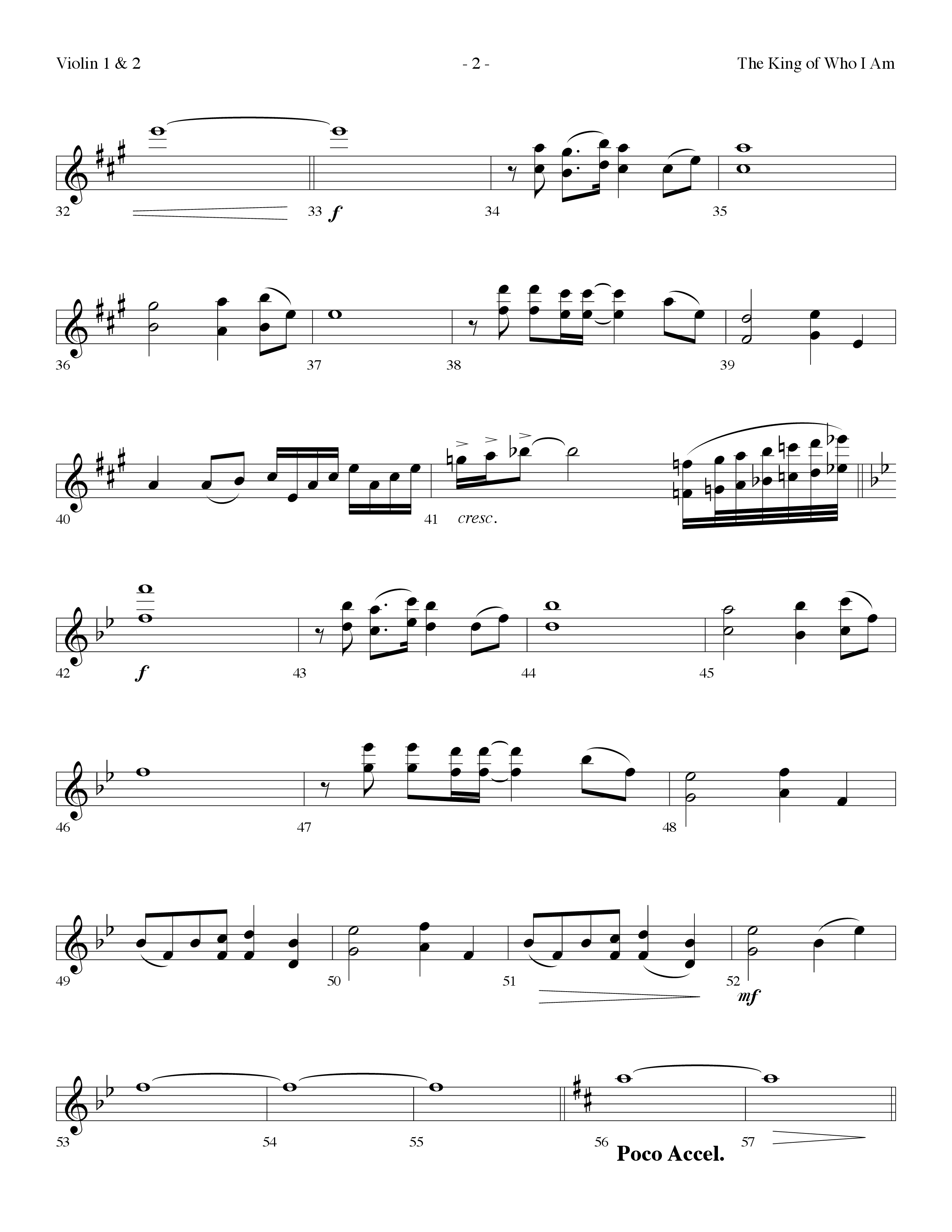 The King Of Who I Am (with You Are My King (Amazing Love)) (Choral Anthem SATB) Violin 1/2 (Lifeway Choral / Arr. Dennis Allen)