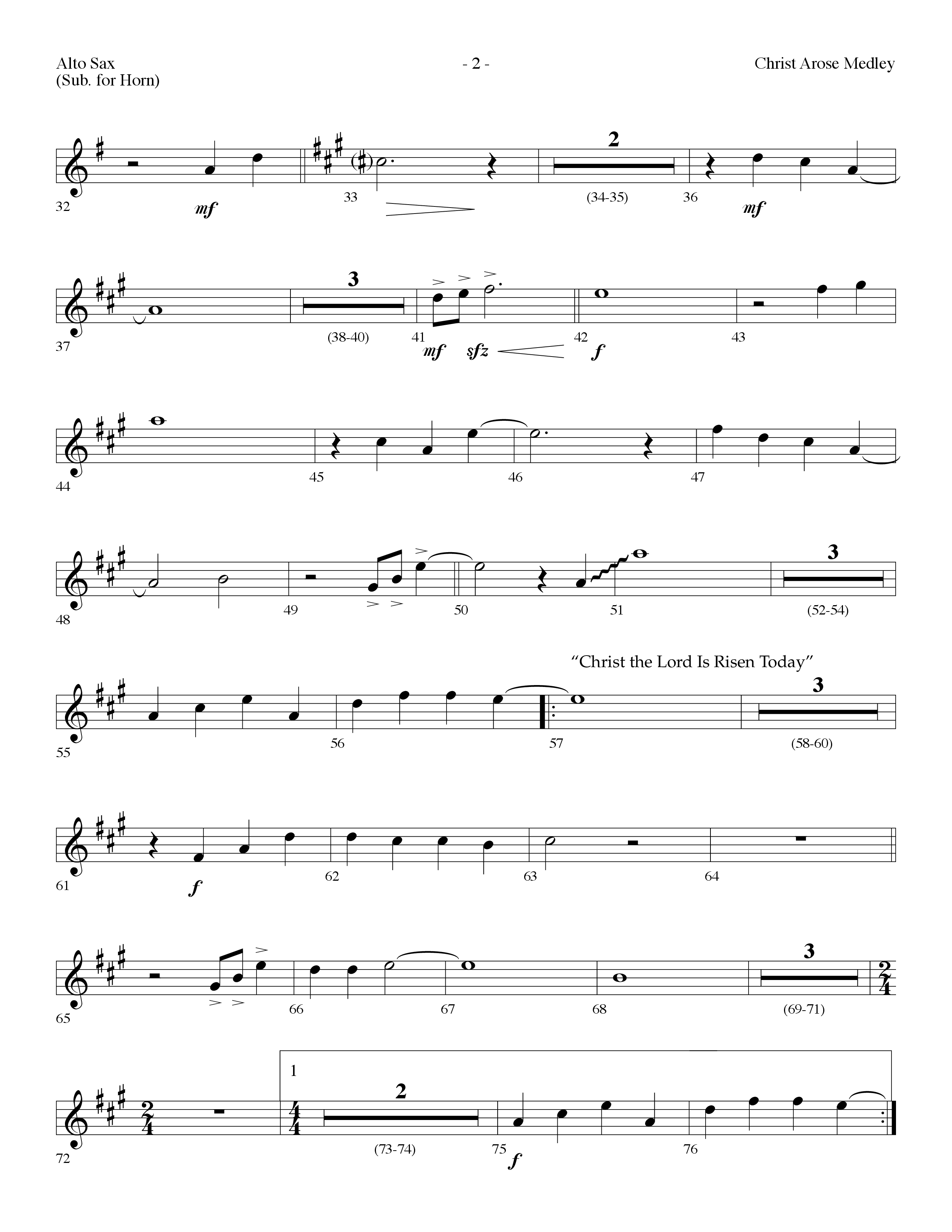 Christ Arose Medley (with Christ The Lord Is Risen Today, Victory In Jesus) (Choral Anthem SATB) Alto Sax (Lifeway Choral / Arr. Dennis Allen)