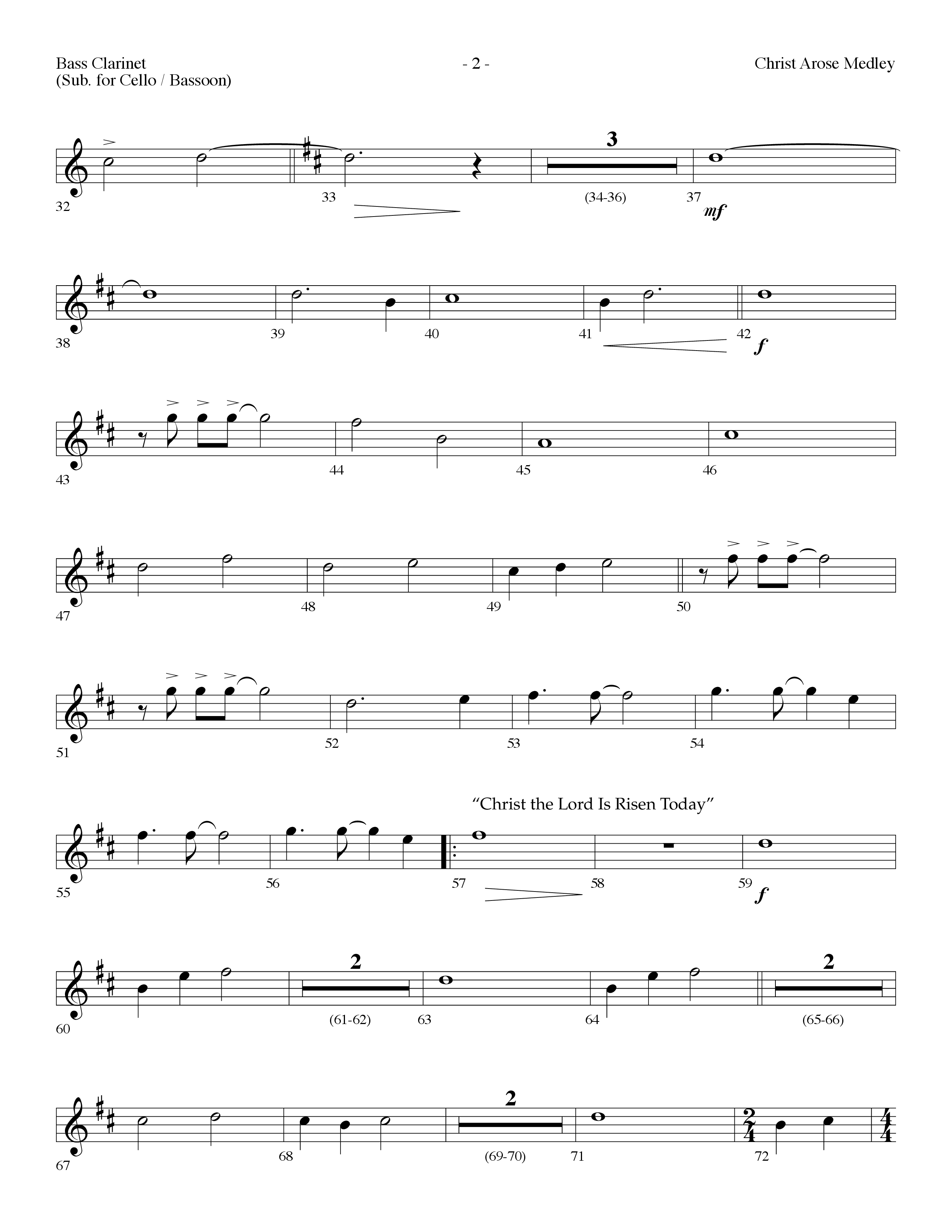 Christ Arose Medley (with Christ The Lord Is Risen Today, Victory In Jesus) (Choral Anthem SATB) Bass Clarinet (Lifeway Choral / Arr. Dennis Allen)