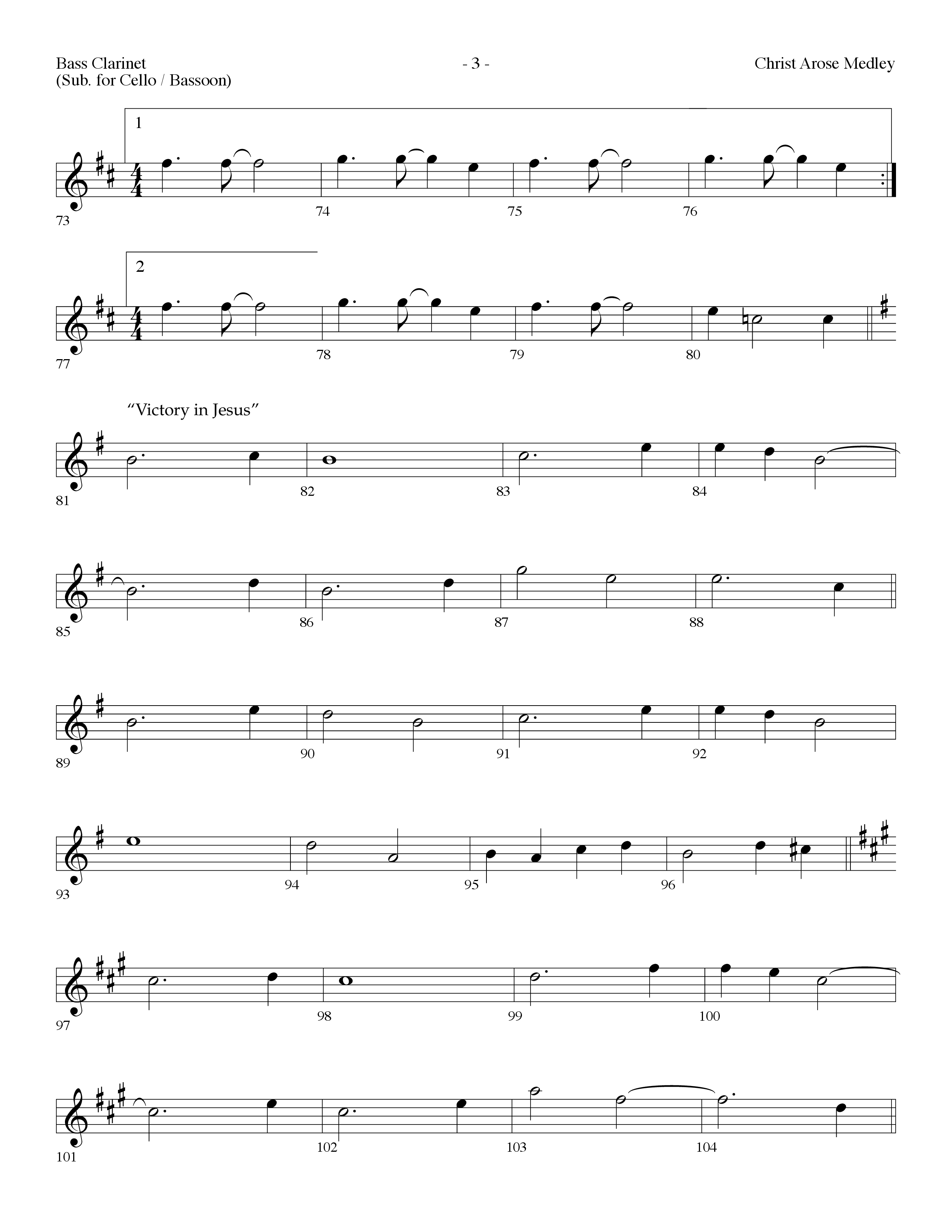 Christ Arose Medley (with Christ The Lord Is Risen Today, Victory In Jesus) (Choral Anthem SATB) Bass Clarinet (Lifeway Choral / Arr. Dennis Allen)