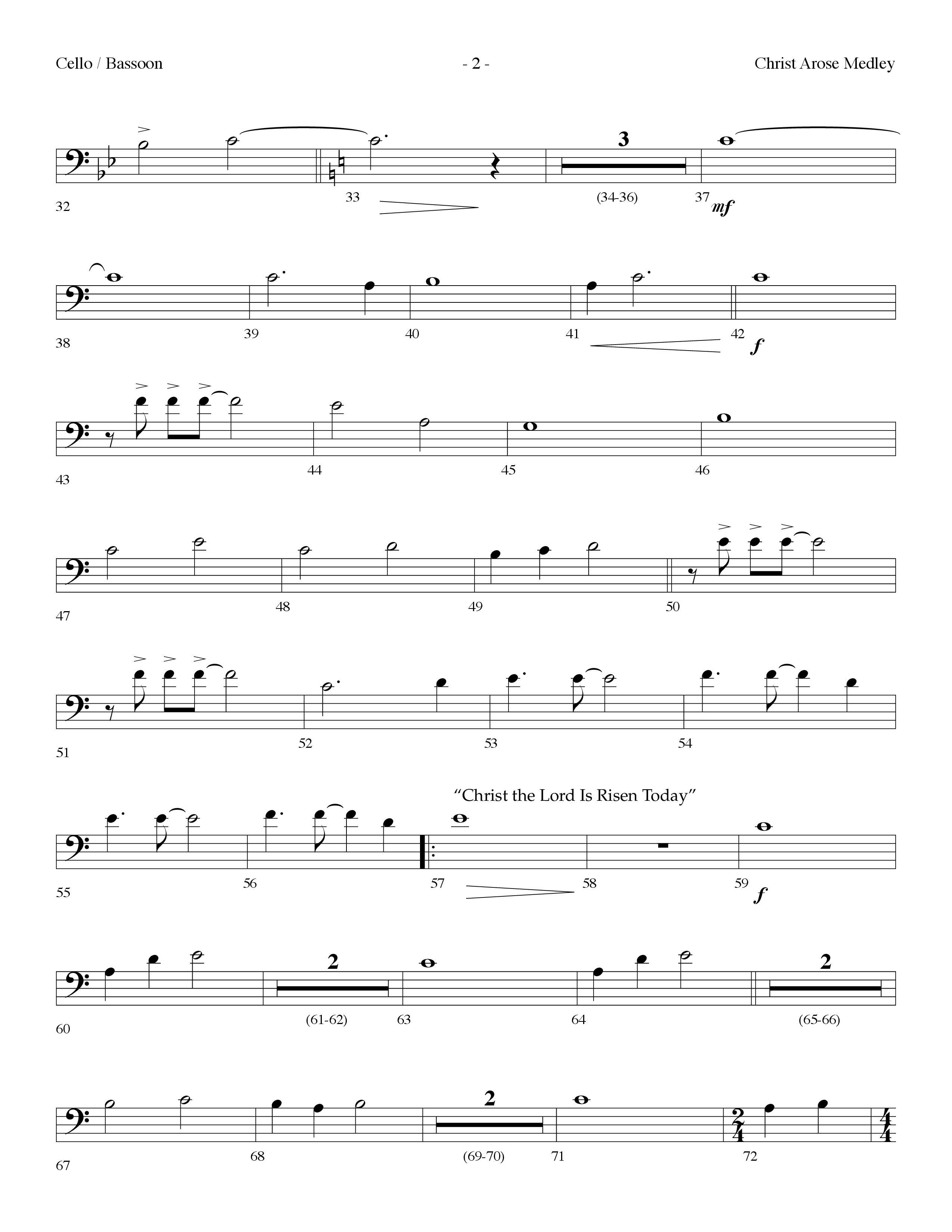 Christ Arose Medley (with Christ The Lord Is Risen Today, Victory In Jesus) (Choral Anthem SATB) Cello (Lifeway Choral / Arr. Dennis Allen)