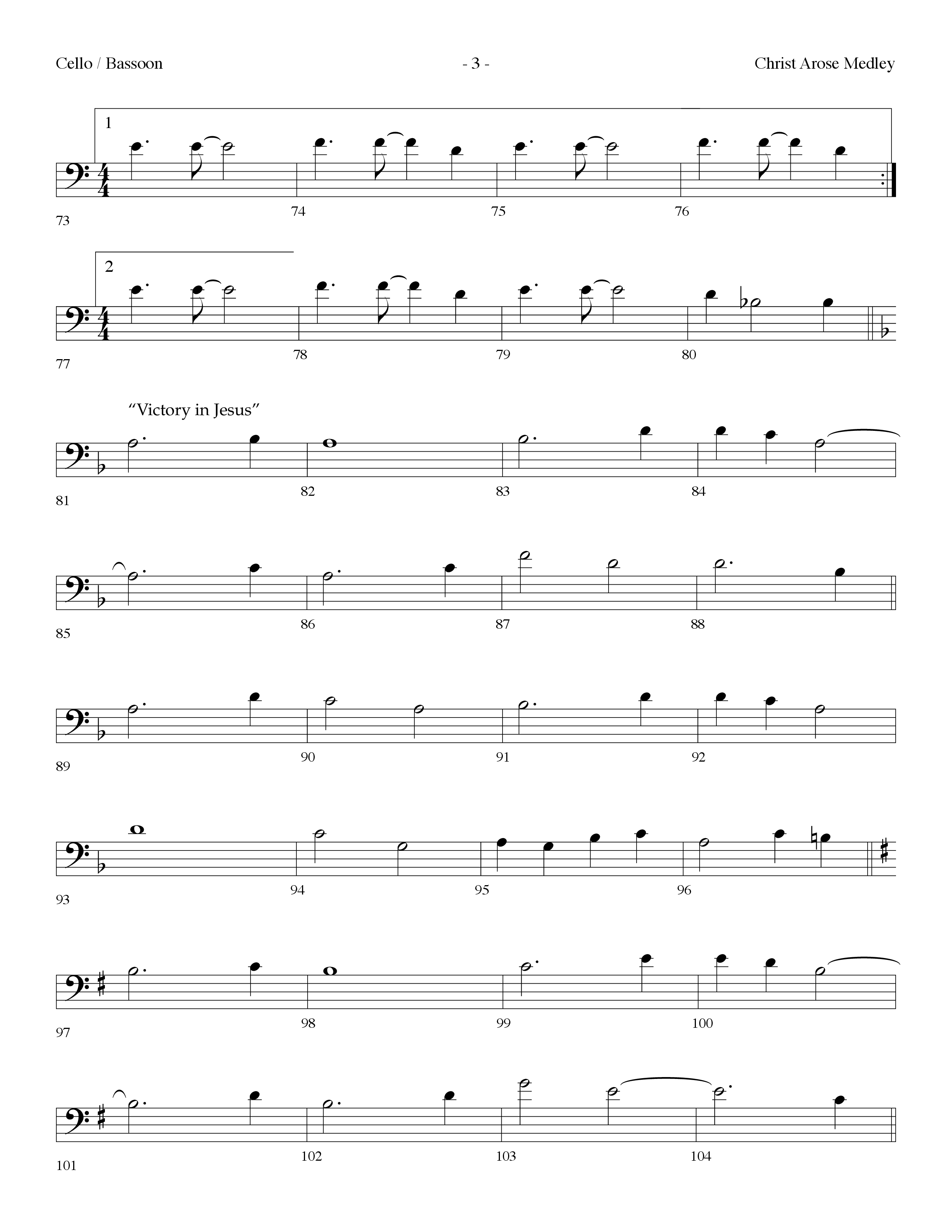 Christ Arose Medley (with Christ The Lord Is Risen Today, Victory In Jesus) (Choral Anthem SATB) Cello (Lifeway Choral / Arr. Dennis Allen)