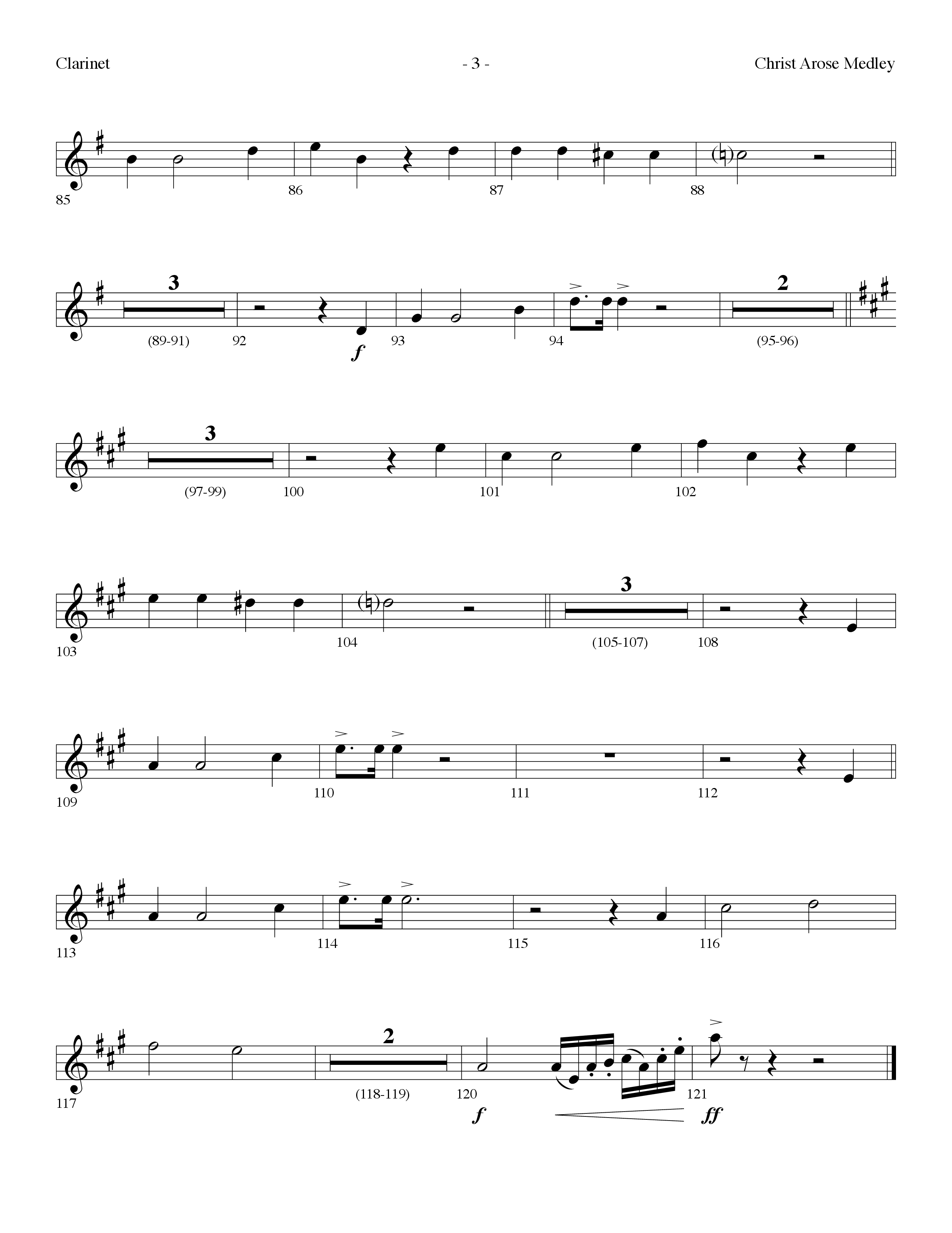 Christ Arose Medley (with Christ The Lord Is Risen Today, Victory In Jesus) (Choral Anthem SATB) Clarinet (Lifeway Choral / Arr. Dennis Allen)