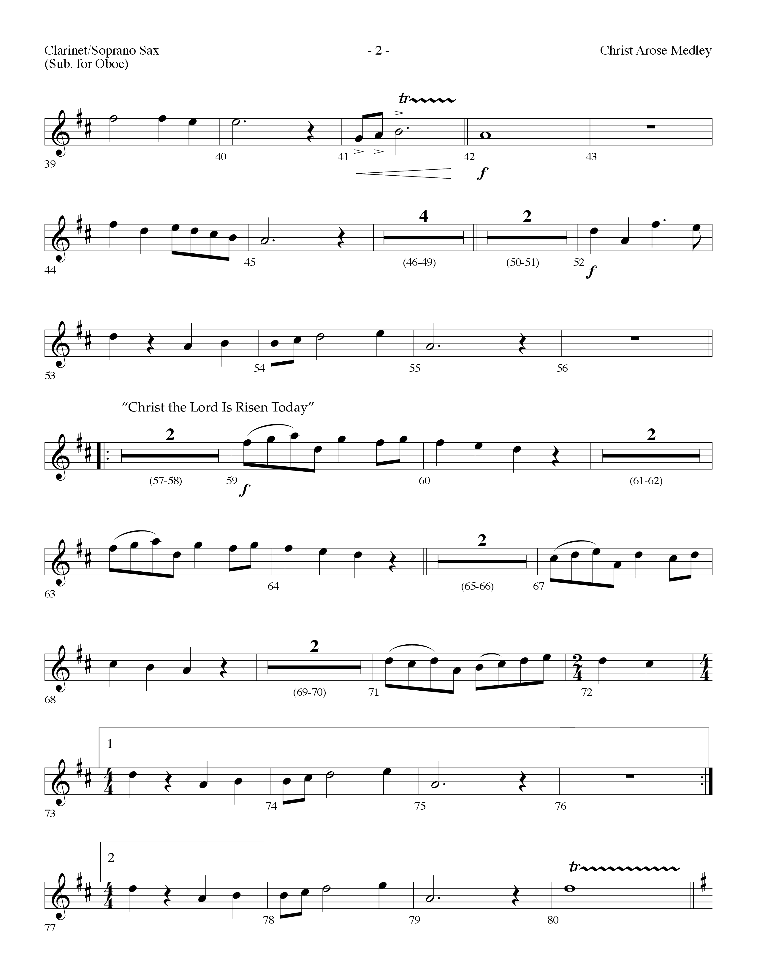 Christ Arose Medley (with Christ The Lord Is Risen Today, Victory In Jesus) (Choral Anthem SATB) Clarinet/Soprano Sax (Lifeway Choral / Arr. Dennis Allen)