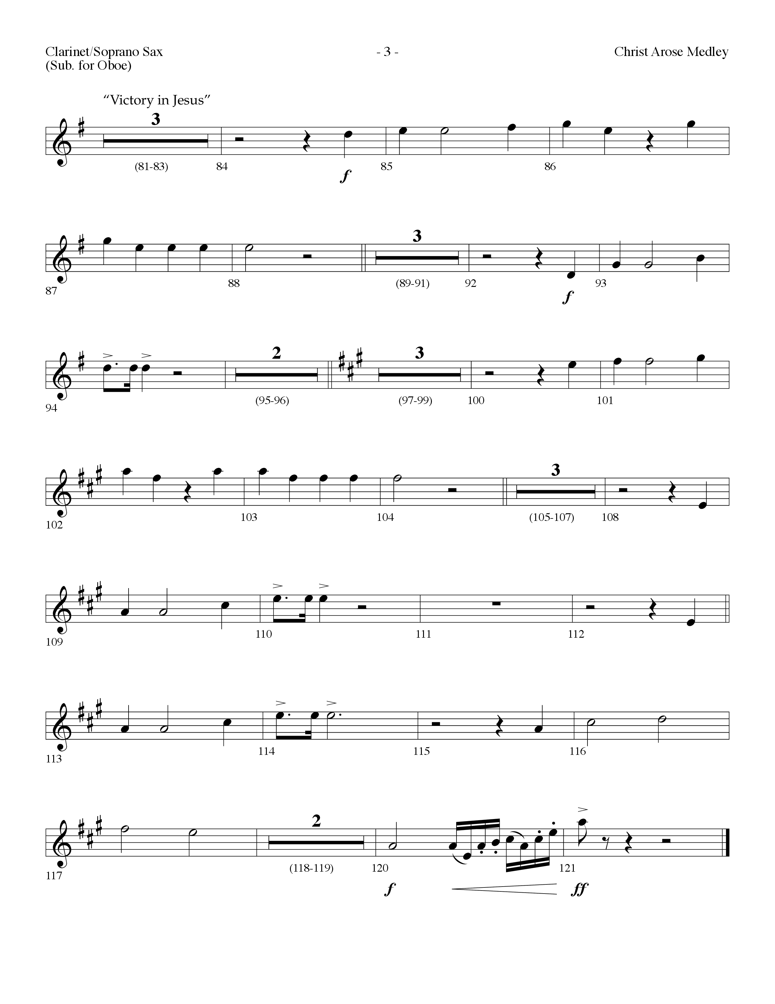 Christ Arose Medley (with Christ The Lord Is Risen Today, Victory In Jesus) (Choral Anthem SATB) Clarinet/Soprano Sax (Lifeway Choral / Arr. Dennis Allen)