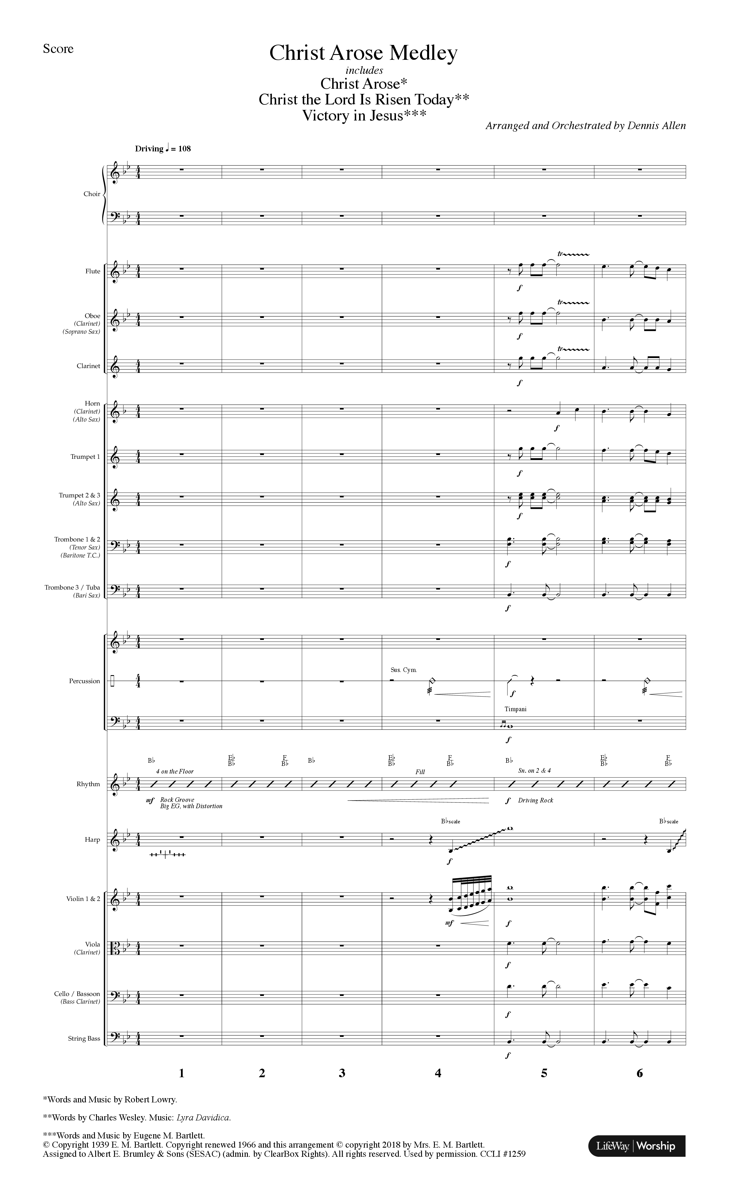 Christ Arose Medley (with Christ The Lord Is Risen Today, Victory In Jesus) (Choral Anthem SATB) Conductor's Score (Lifeway Choral / Arr. Dennis Allen)