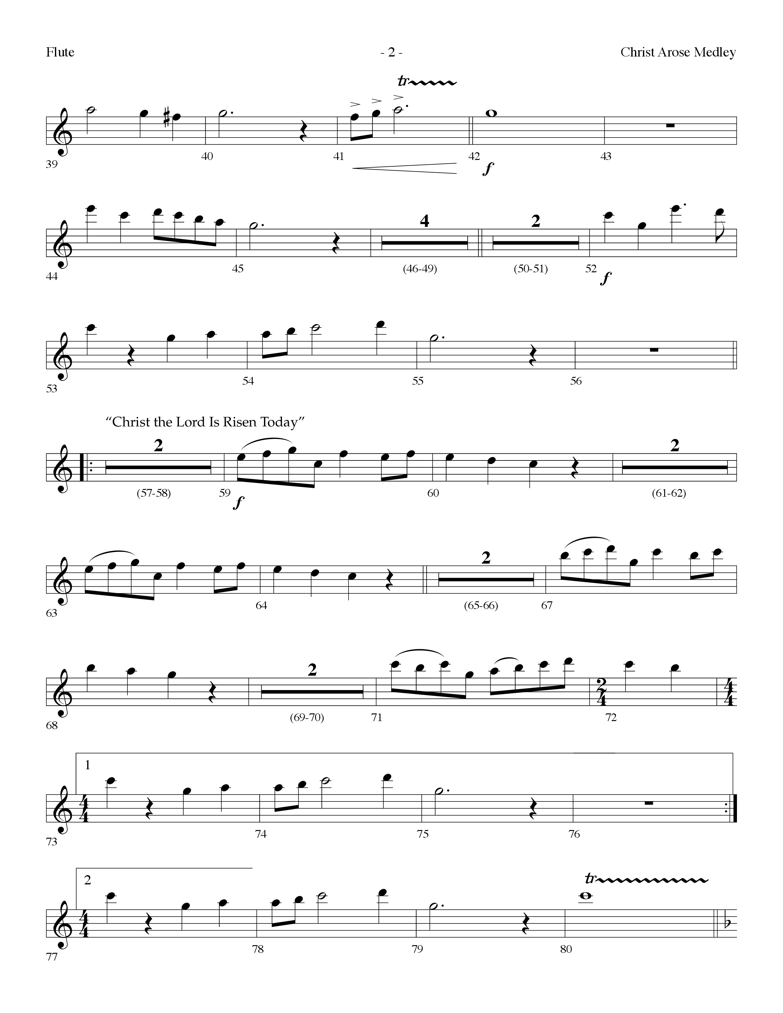 Christ Arose Medley (with Christ The Lord Is Risen Today, Victory In Jesus) (Choral Anthem SATB) Flute (Lifeway Choral / Arr. Dennis Allen)