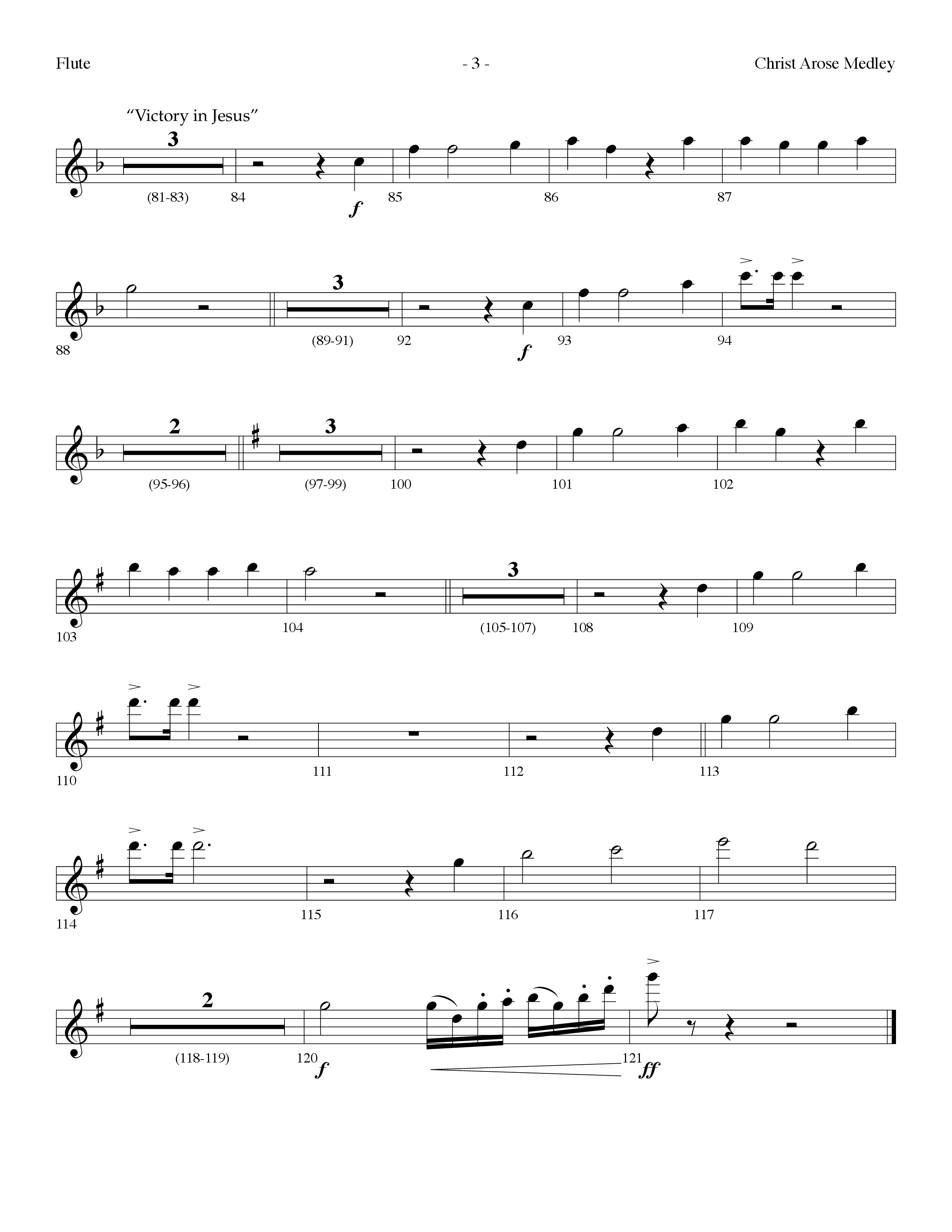 Christ Arose Medley (with Christ The Lord Is Risen Today, Victory In Jesus) (Choral Anthem SATB) Flute (Lifeway Choral / Arr. Dennis Allen)