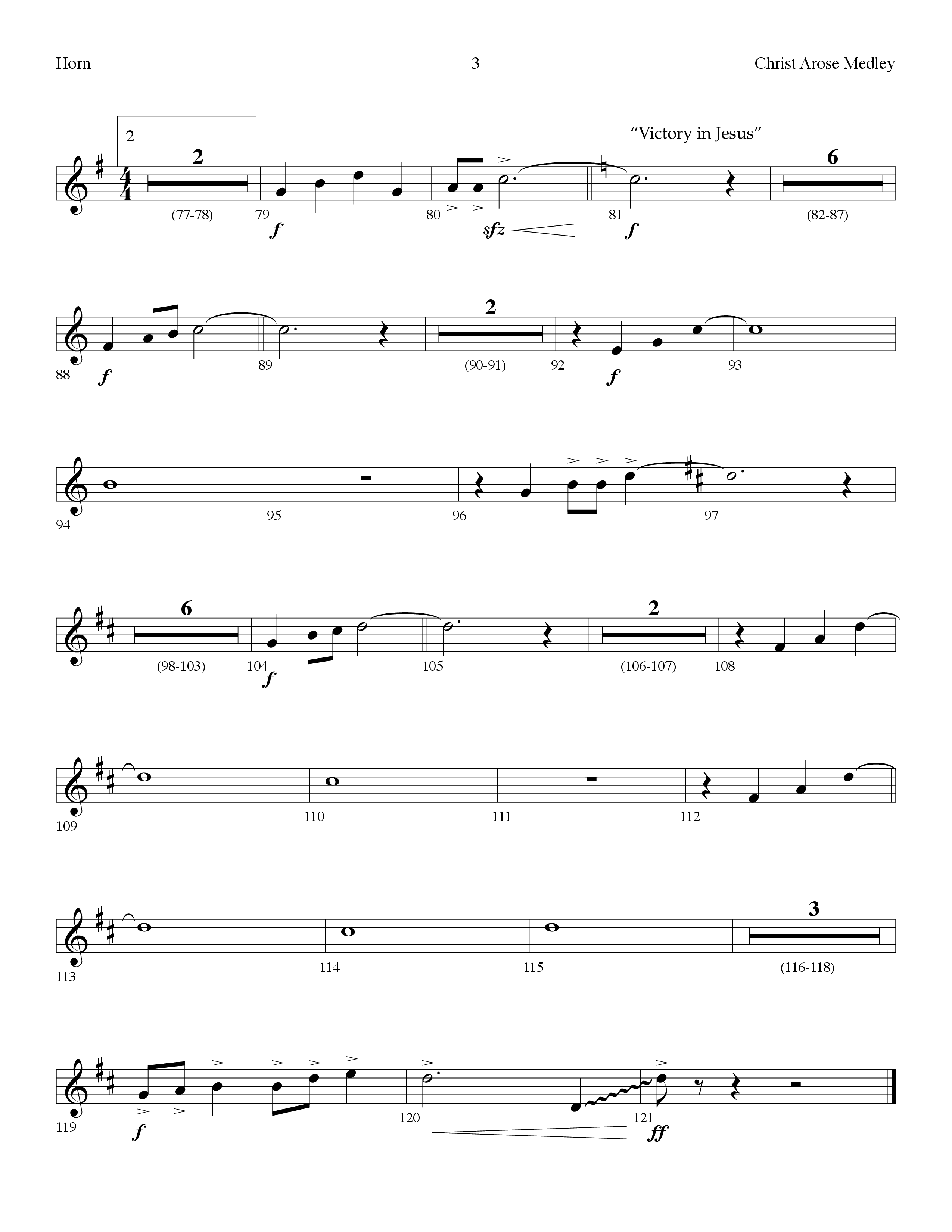 Christ Arose Medley (with Christ The Lord Is Risen Today, Victory In Jesus) (Choral Anthem SATB) French Horn (Lifeway Choral / Arr. Dennis Allen)