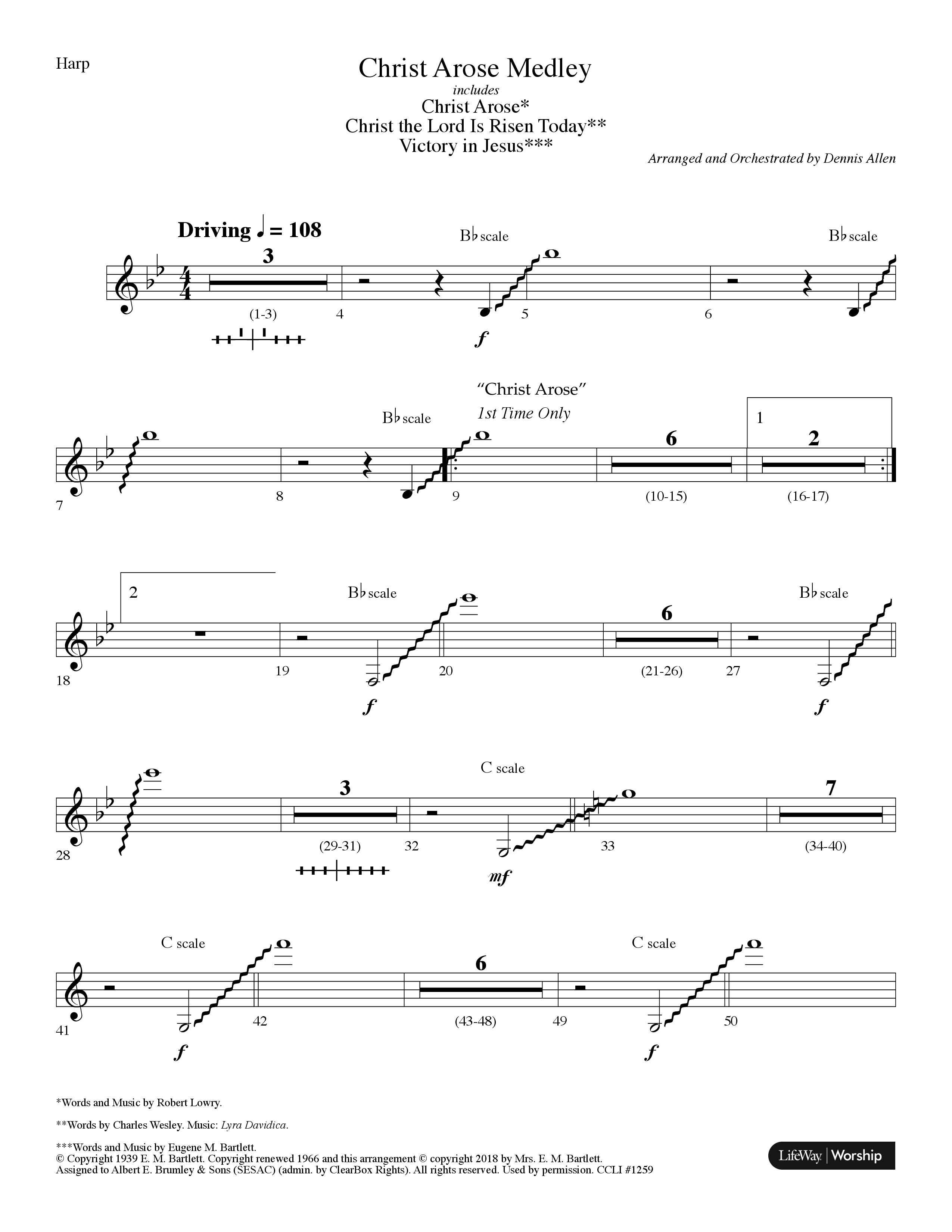 Christ Arose Medley (with Christ The Lord Is Risen Today, Victory In Jesus) (Choral Anthem SATB) Harp (Lifeway Choral / Arr. Dennis Allen)