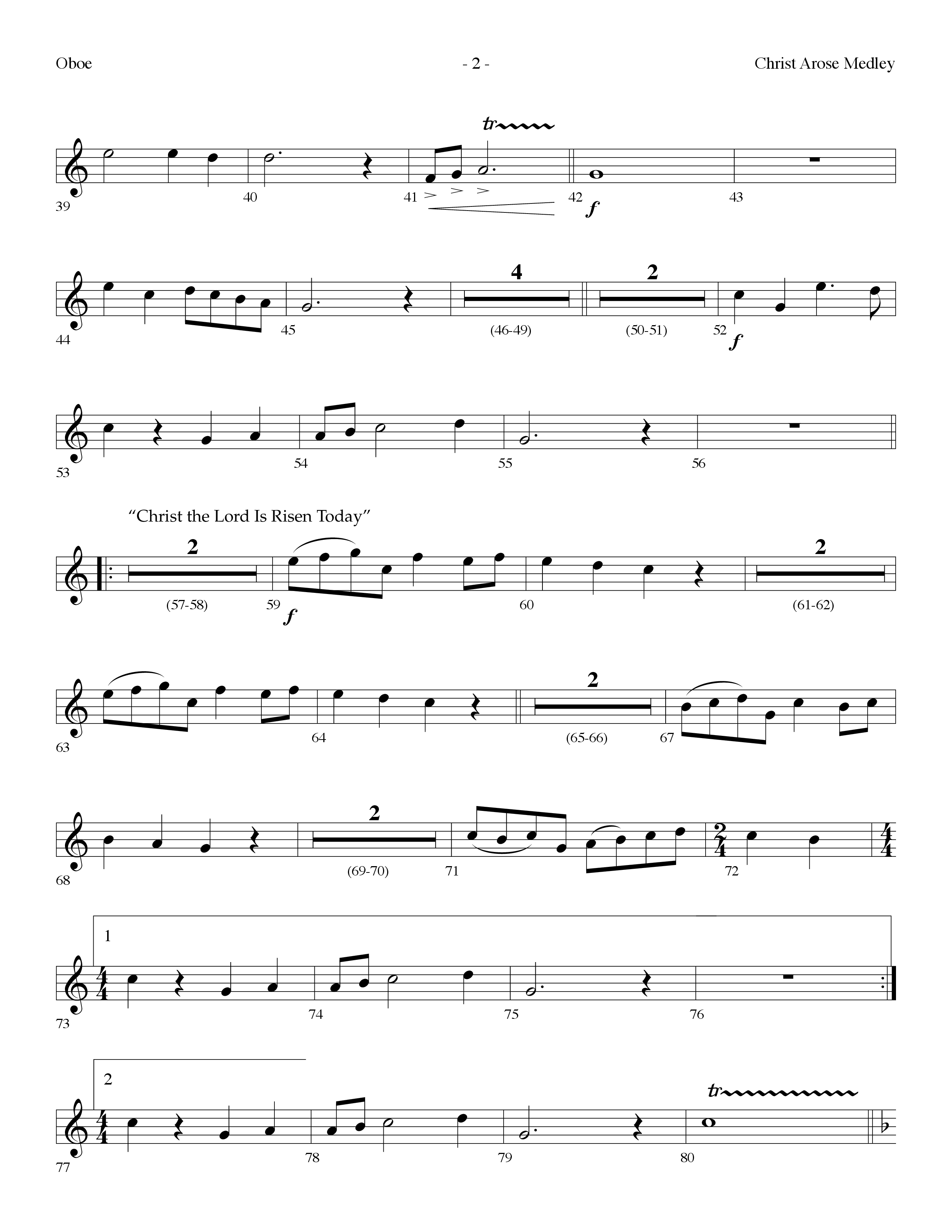 Christ Arose Medley (with Christ The Lord Is Risen Today, Victory In Jesus) (Choral Anthem SATB) Oboe (Lifeway Choral / Arr. Dennis Allen)