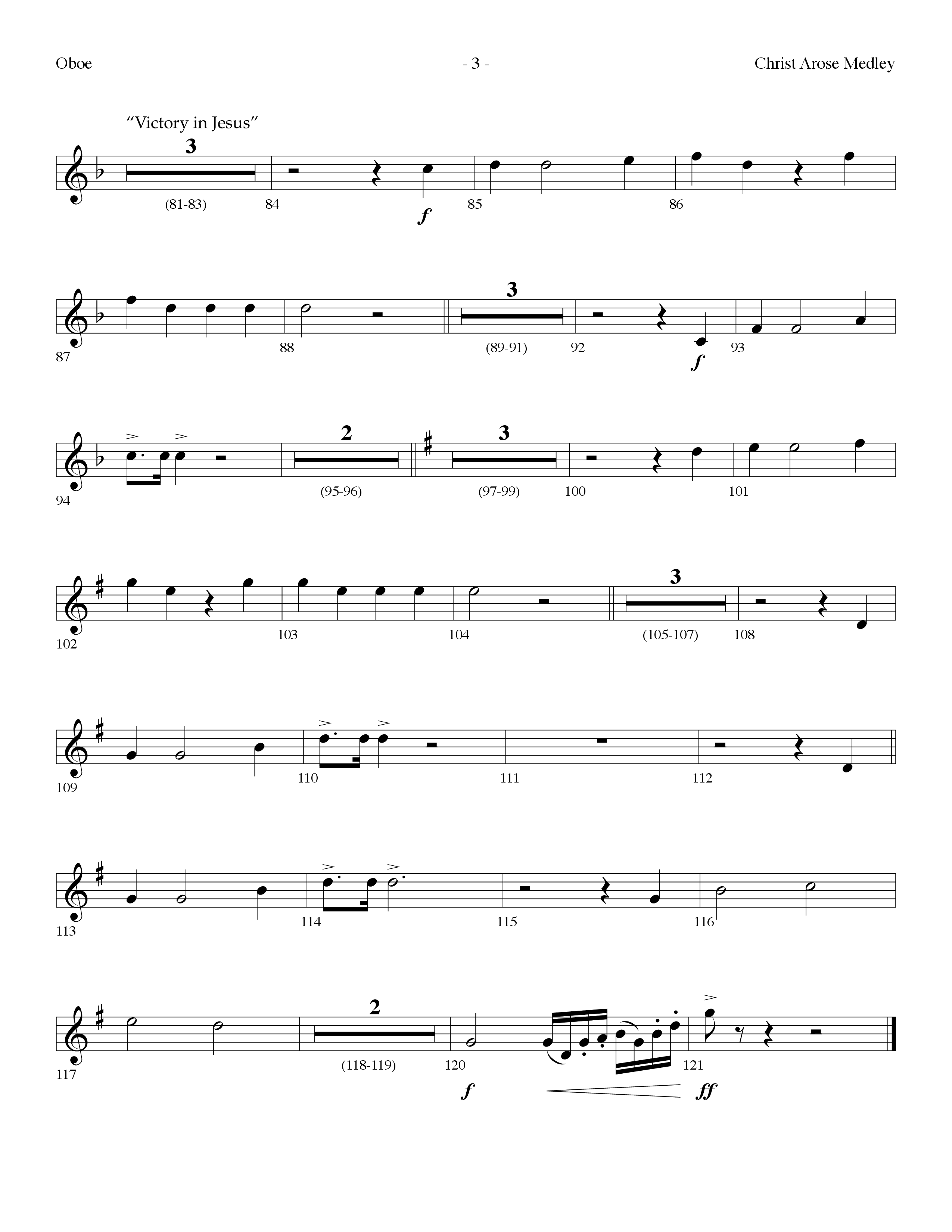 Christ Arose Medley (with Christ The Lord Is Risen Today, Victory In Jesus) (Choral Anthem SATB) Oboe (Lifeway Choral / Arr. Dennis Allen)
