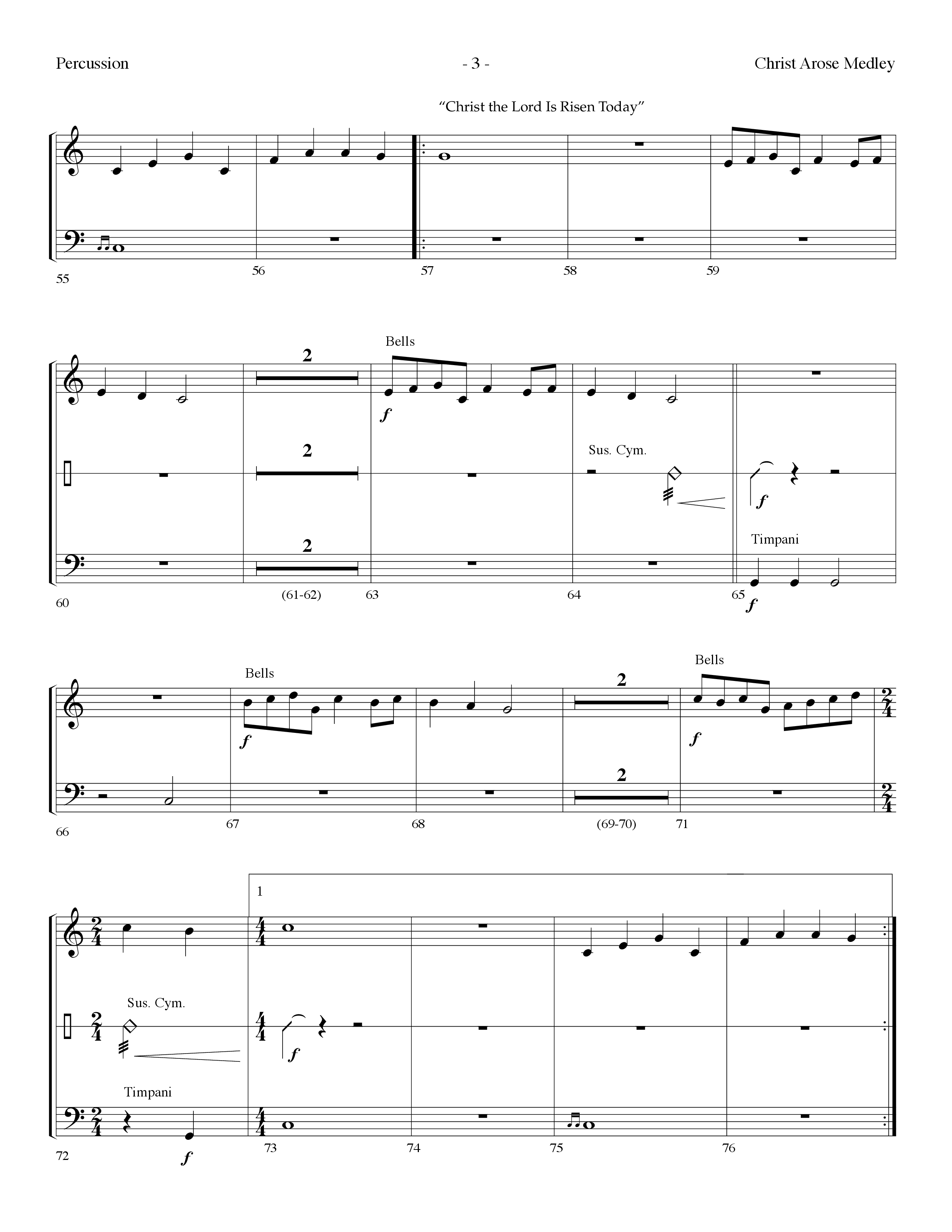 Christ Arose Medley (with Christ The Lord Is Risen Today, Victory In Jesus) (Choral Anthem SATB) Percussion (Lifeway Choral / Arr. Dennis Allen)