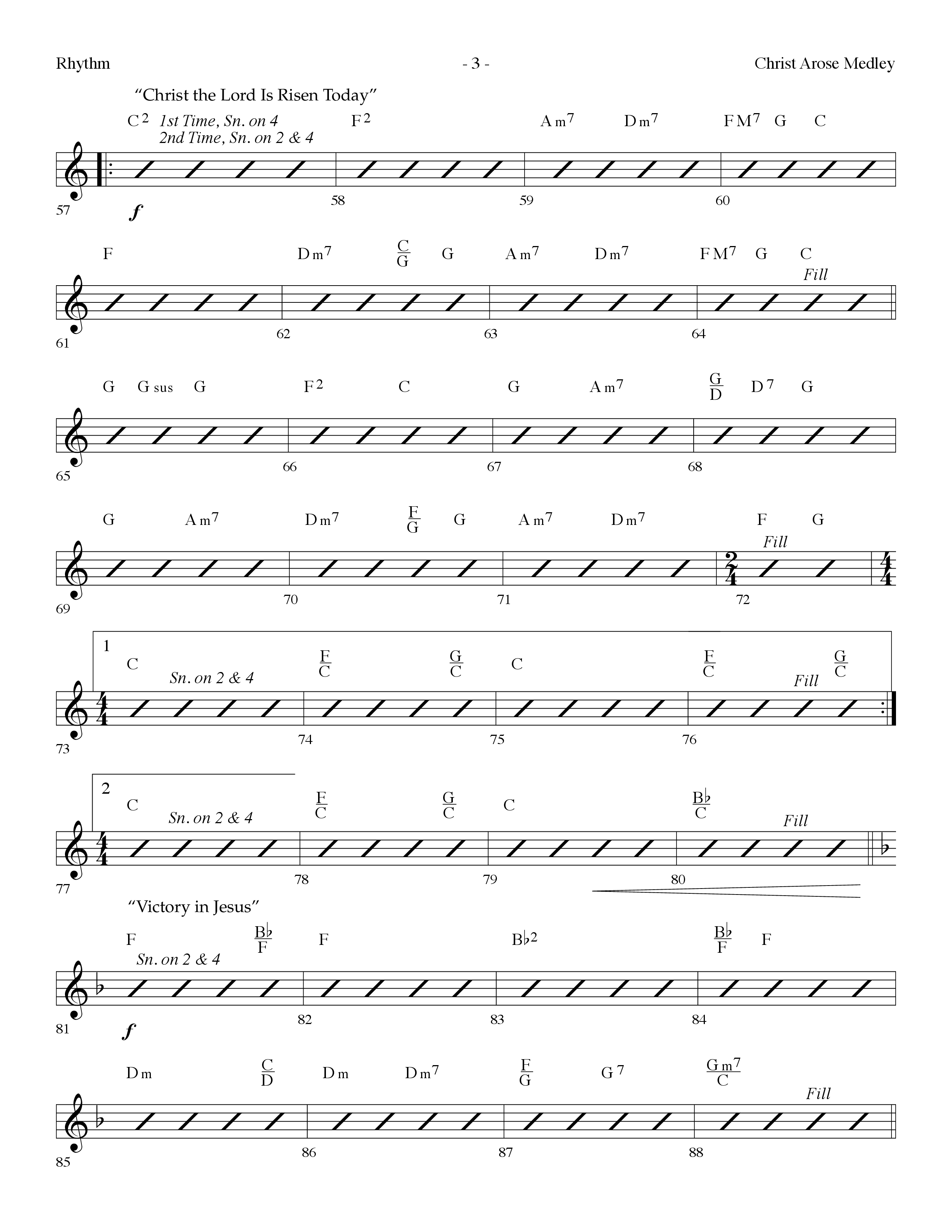 Christ Arose Medley (with Christ The Lord Is Risen Today, Victory In Jesus) (Choral Anthem SATB) Rhythm Chart (Lifeway Choral / Arr. Dennis Allen)