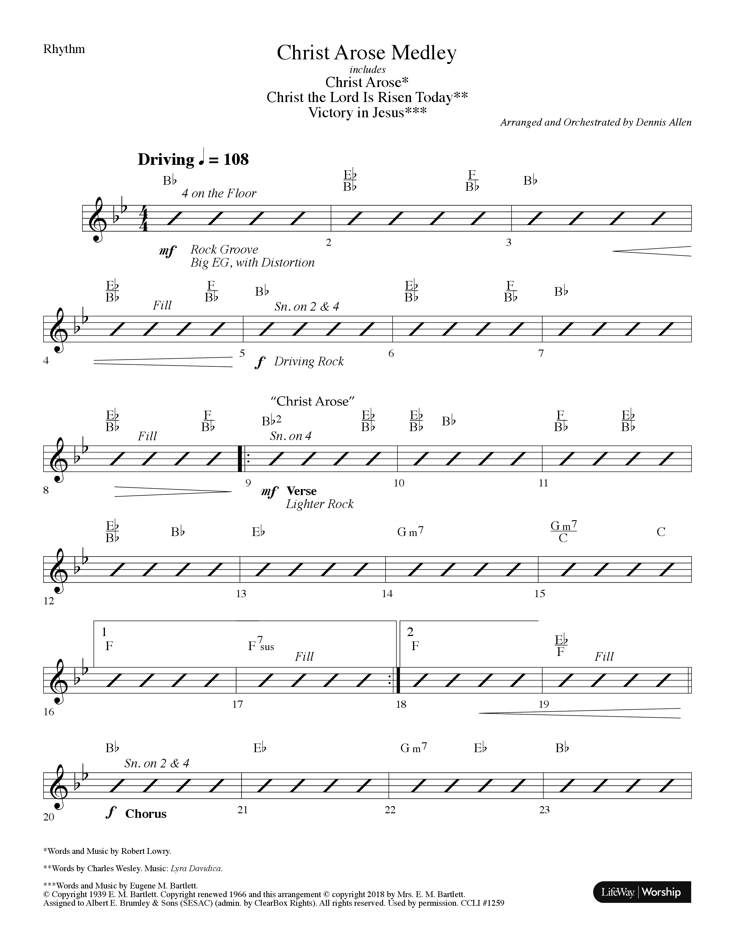 Christ Arose Medley (with Christ The Lord Is Risen Today, Victory In Jesus) (Choral Anthem SATB) Lead Melody & Rhythm (Lifeway Choral / Arr. Dennis Allen)