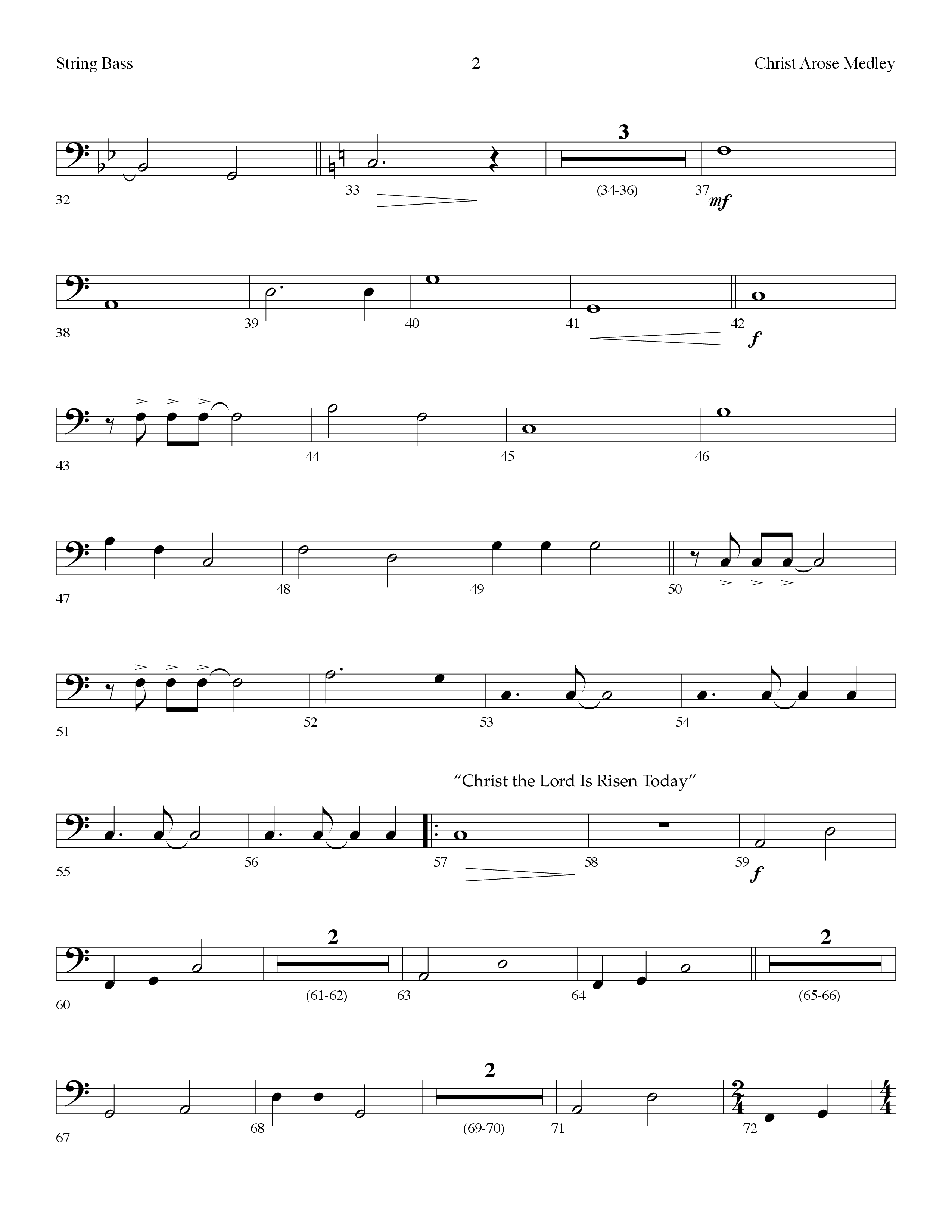 Christ Arose Medley (with Christ The Lord Is Risen Today, Victory In Jesus) (Choral Anthem SATB) String Bass (Lifeway Choral / Arr. Dennis Allen)