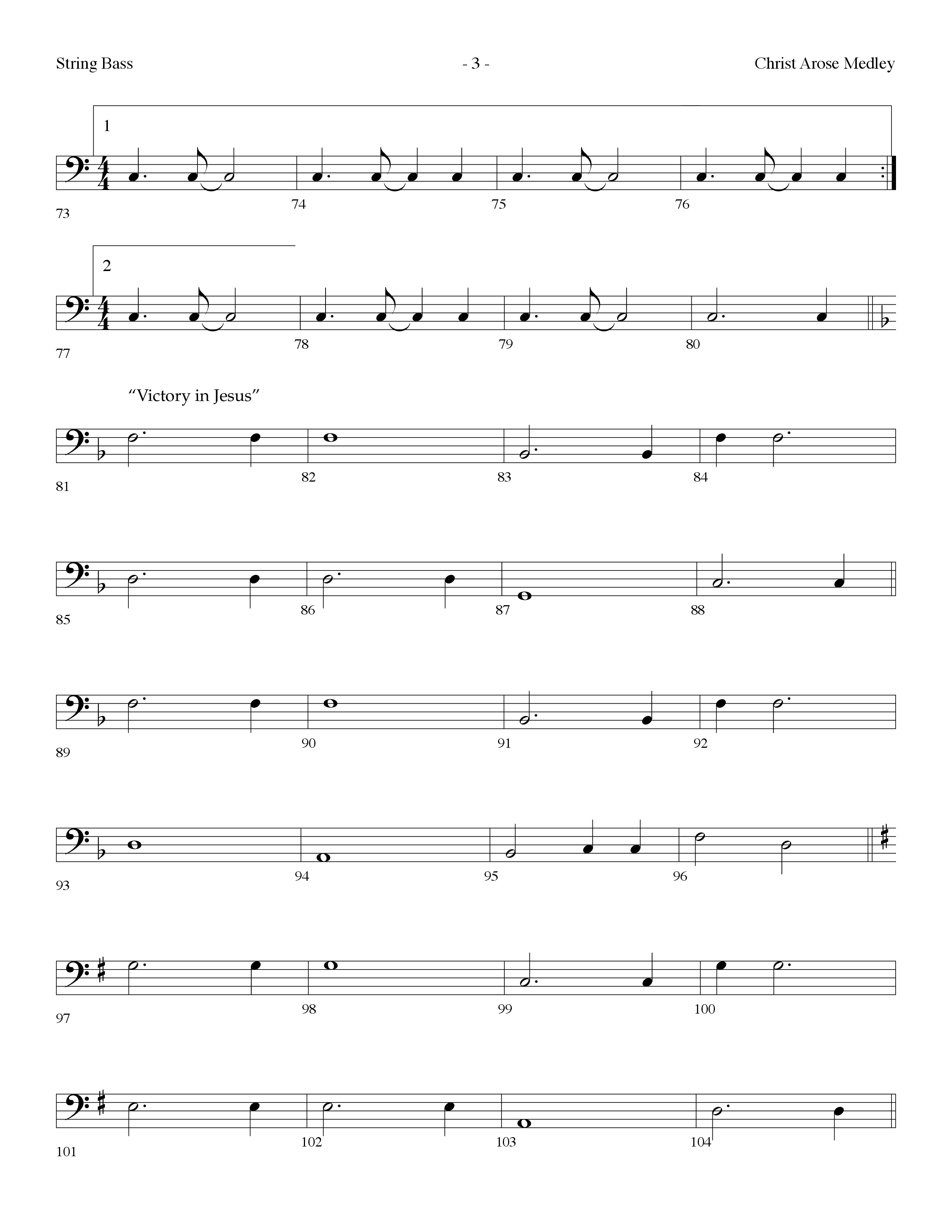 Christ Arose Medley (with Christ The Lord Is Risen Today, Victory In Jesus) (Choral Anthem SATB) String Bass (Lifeway Choral / Arr. Dennis Allen)