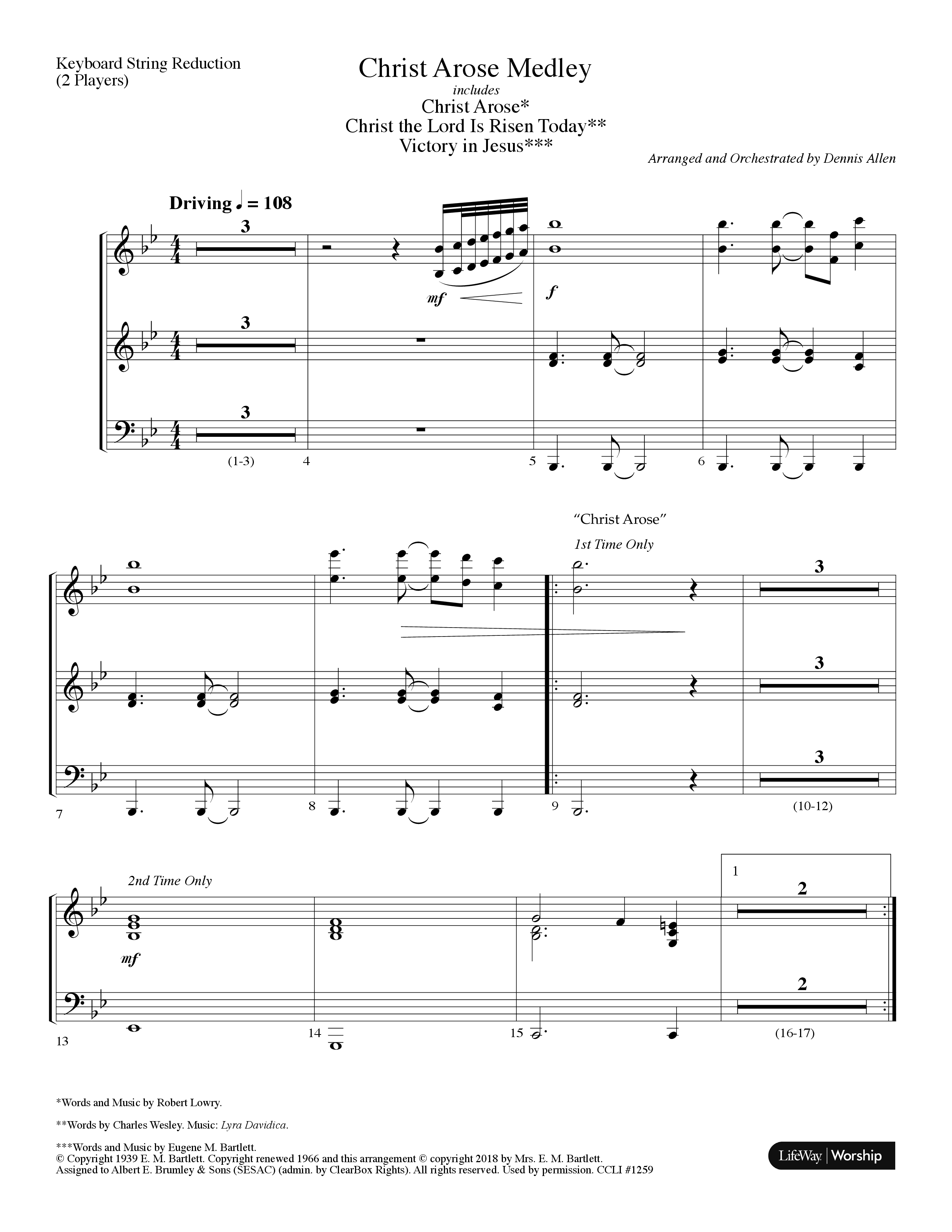 Christ Arose Medley (with Christ The Lord Is Risen Today, Victory In Jesus) (Choral Anthem SATB) String Reduction (Lifeway Choral / Arr. Dennis Allen)
