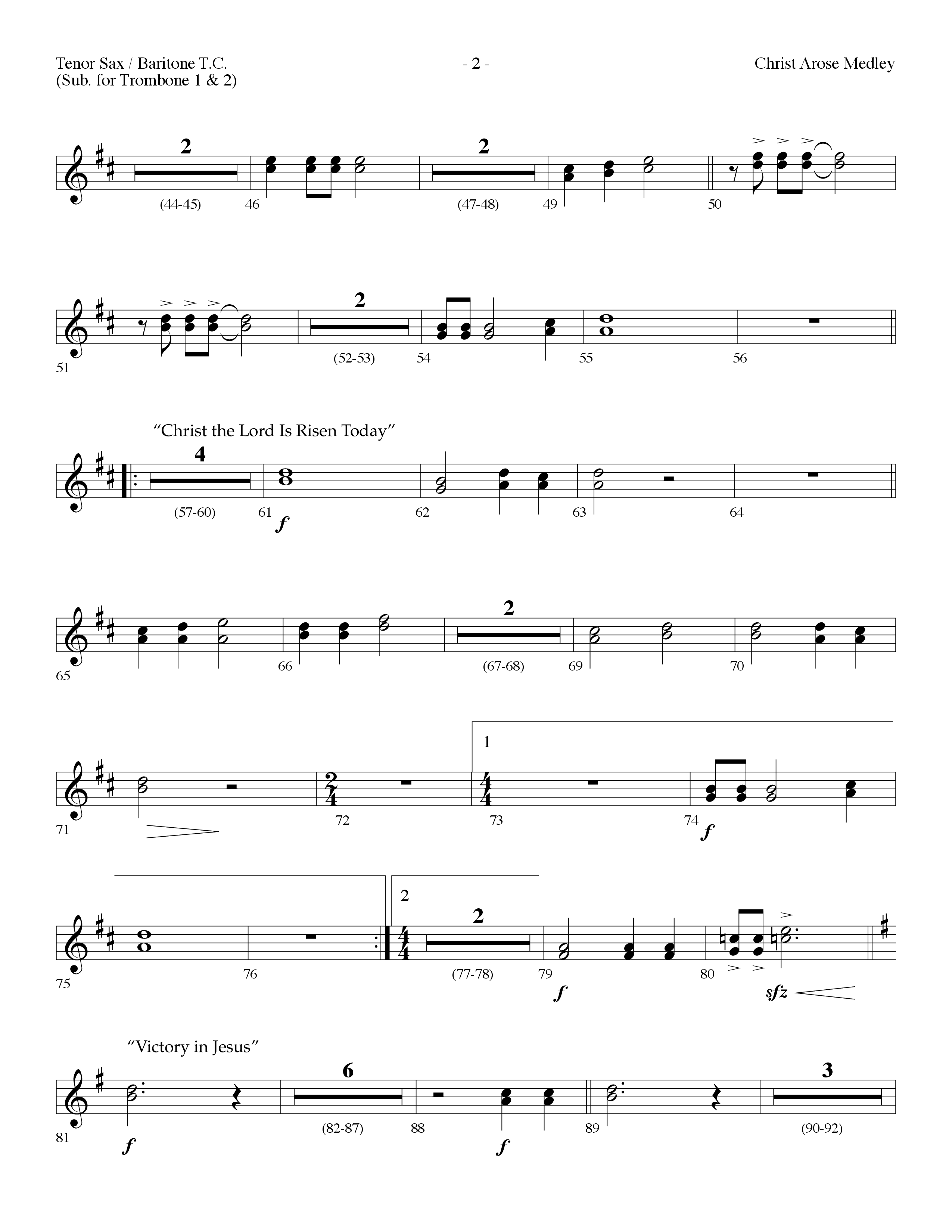 Christ Arose Medley (with Christ The Lord Is Risen Today, Victory In Jesus) (Choral Anthem SATB) Tenor Sax/Baritone T.C. (Lifeway Choral / Arr. Dennis Allen)