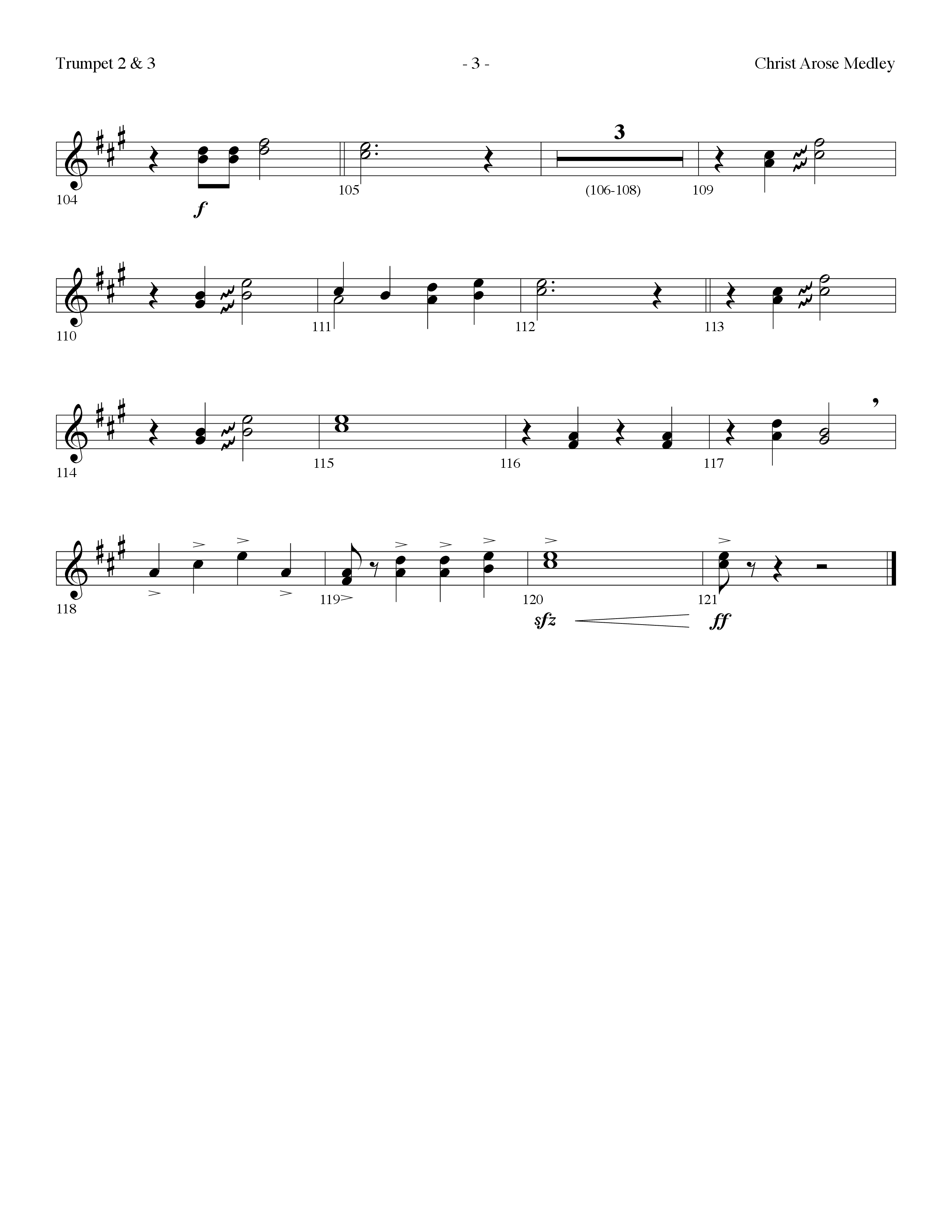 Christ Arose Medley (with Christ The Lord Is Risen Today, Victory In Jesus) (Choral Anthem SATB) Trumpet 2/3 (Lifeway Choral / Arr. Dennis Allen)